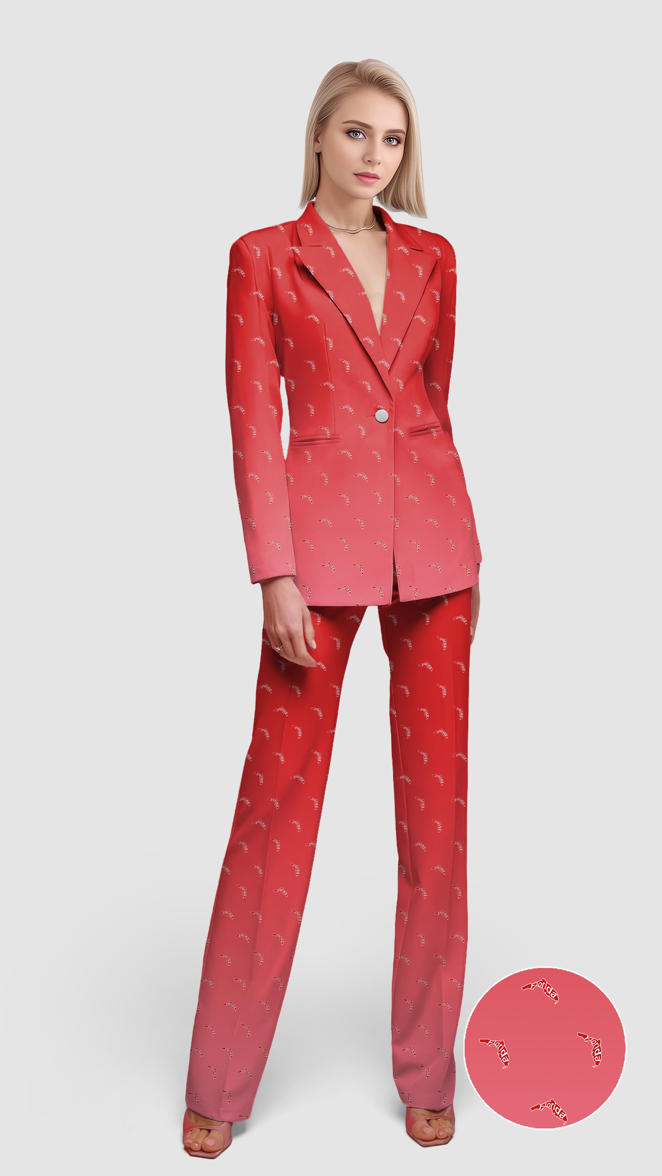 Red Florida Women's Blazer Casual Work Office Blazer Suit set