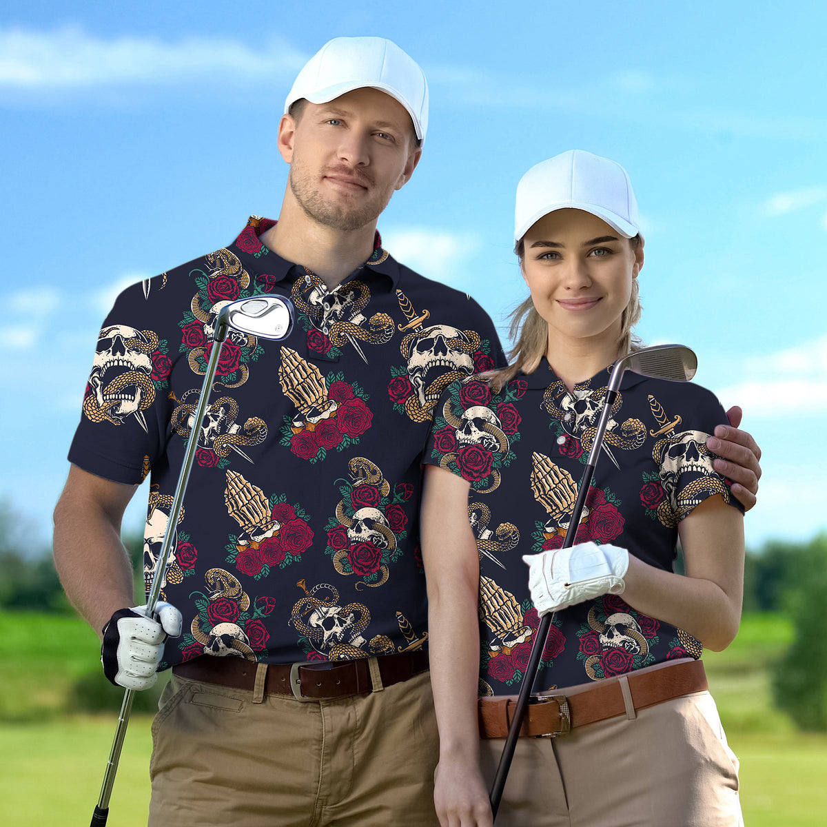Couple Halloween Snake Skeleton set Golf Championship Trophy tournament