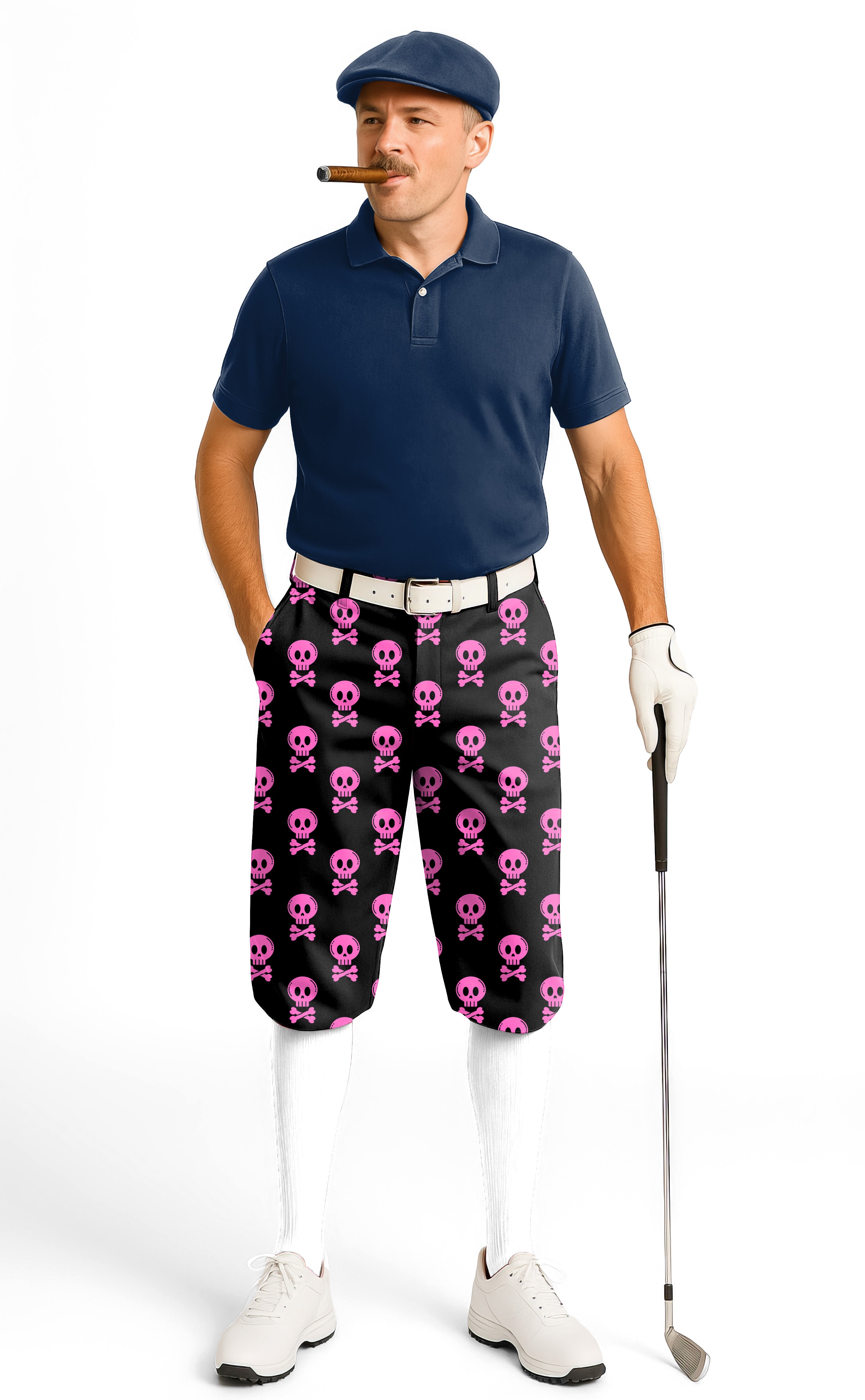 Halloween Punk Skull Men's Golf Knickers Pants