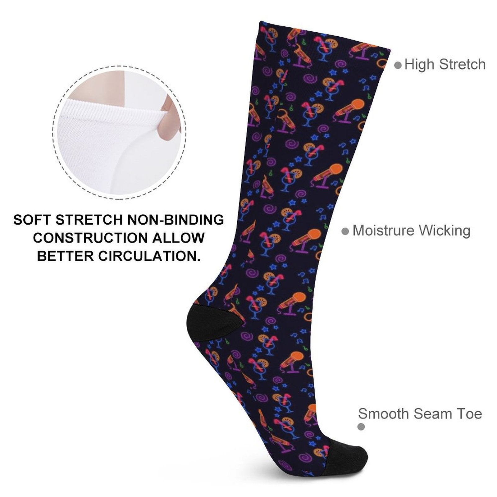 Neon Karaoke Prined socks Gifts for Men Women