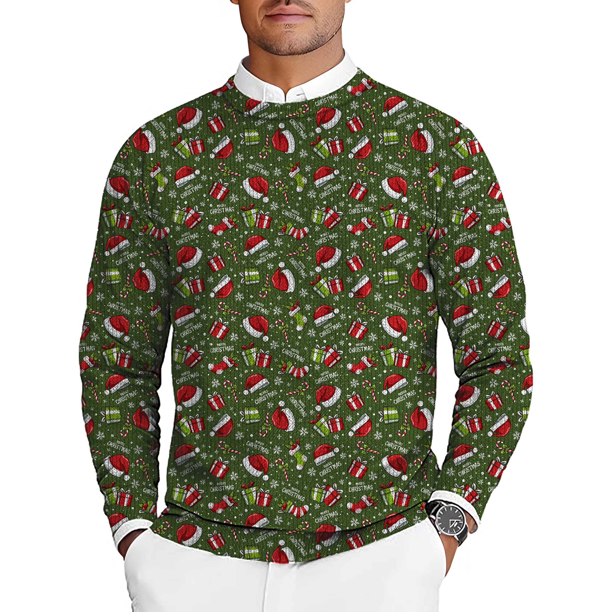 Very Merry XMAS Men's Golf Crewneck Pullover Sweaters Ugly Sweater