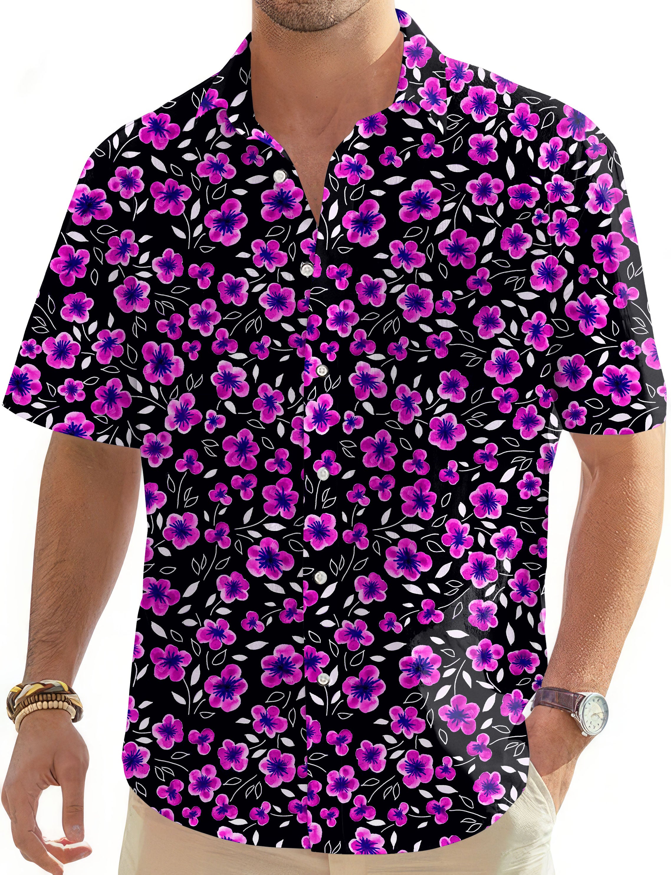 Floral Out-Men's Golf Hawaiian Shirts Button Down Shirt