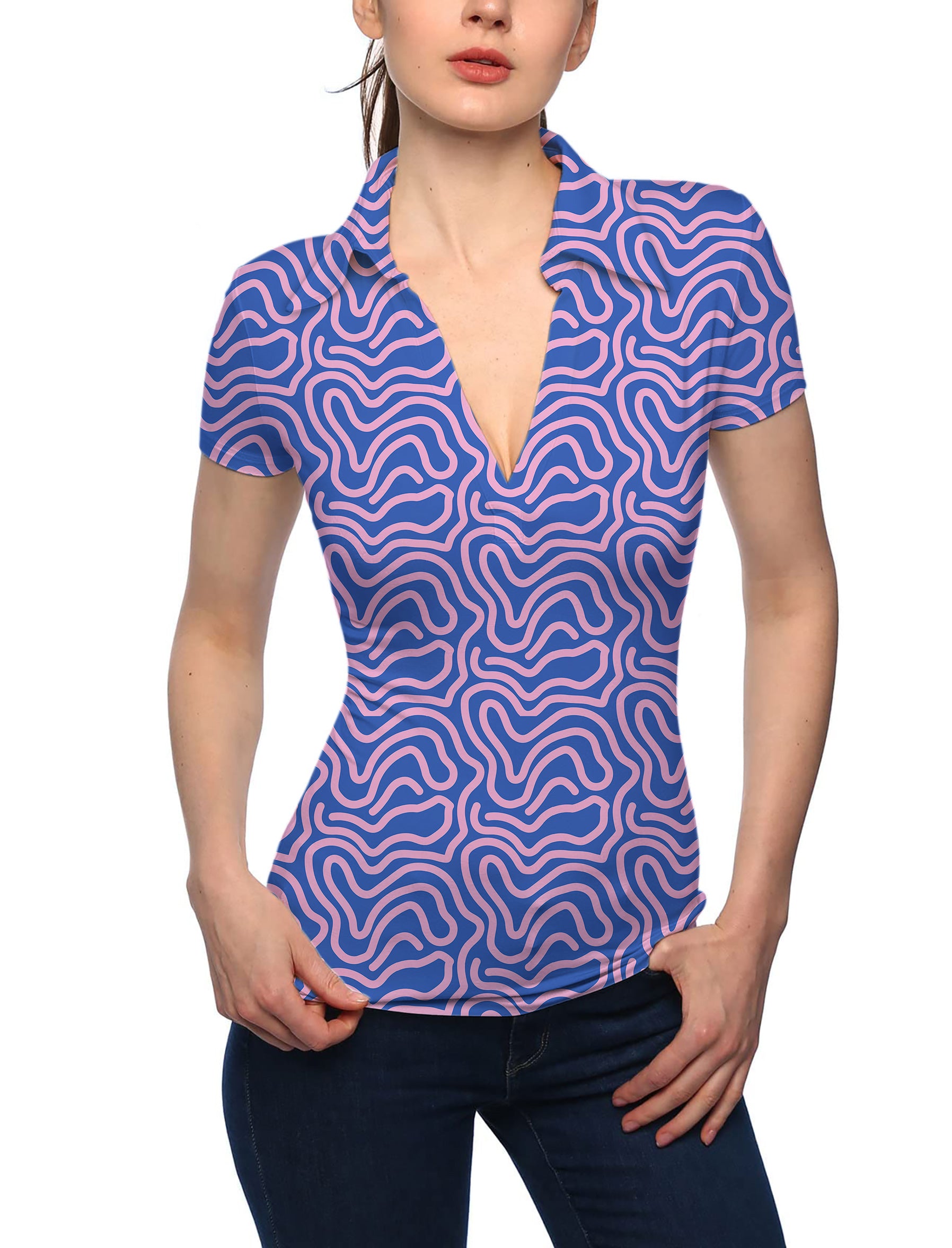 Women's Maze craze V Neck Golf Polo