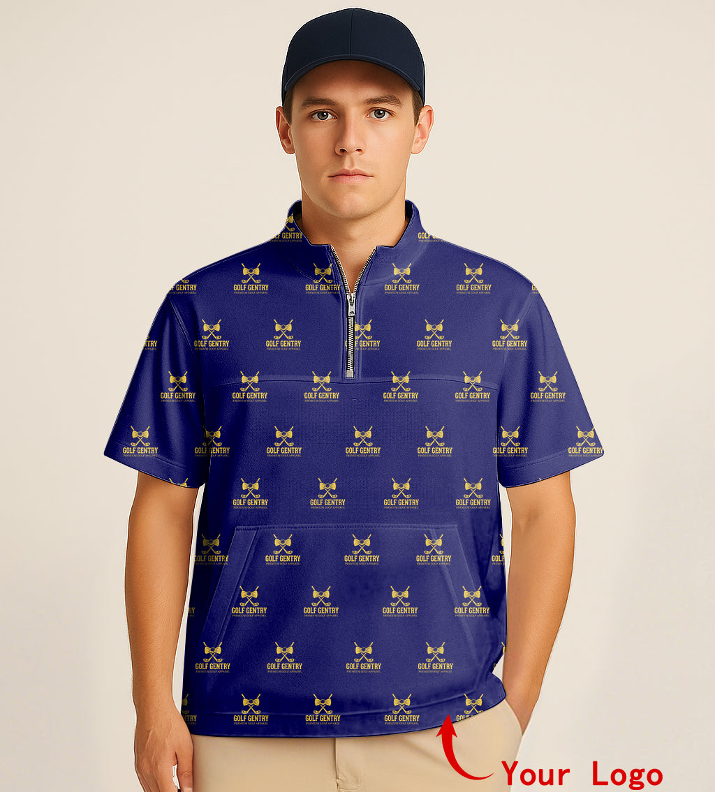Half Zipper Turtleneck Golf Short Shirt Custom Company Sport Team Logo Face  Embroidery