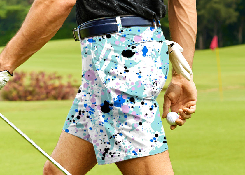 Men Paint Splatter Golf Shorts