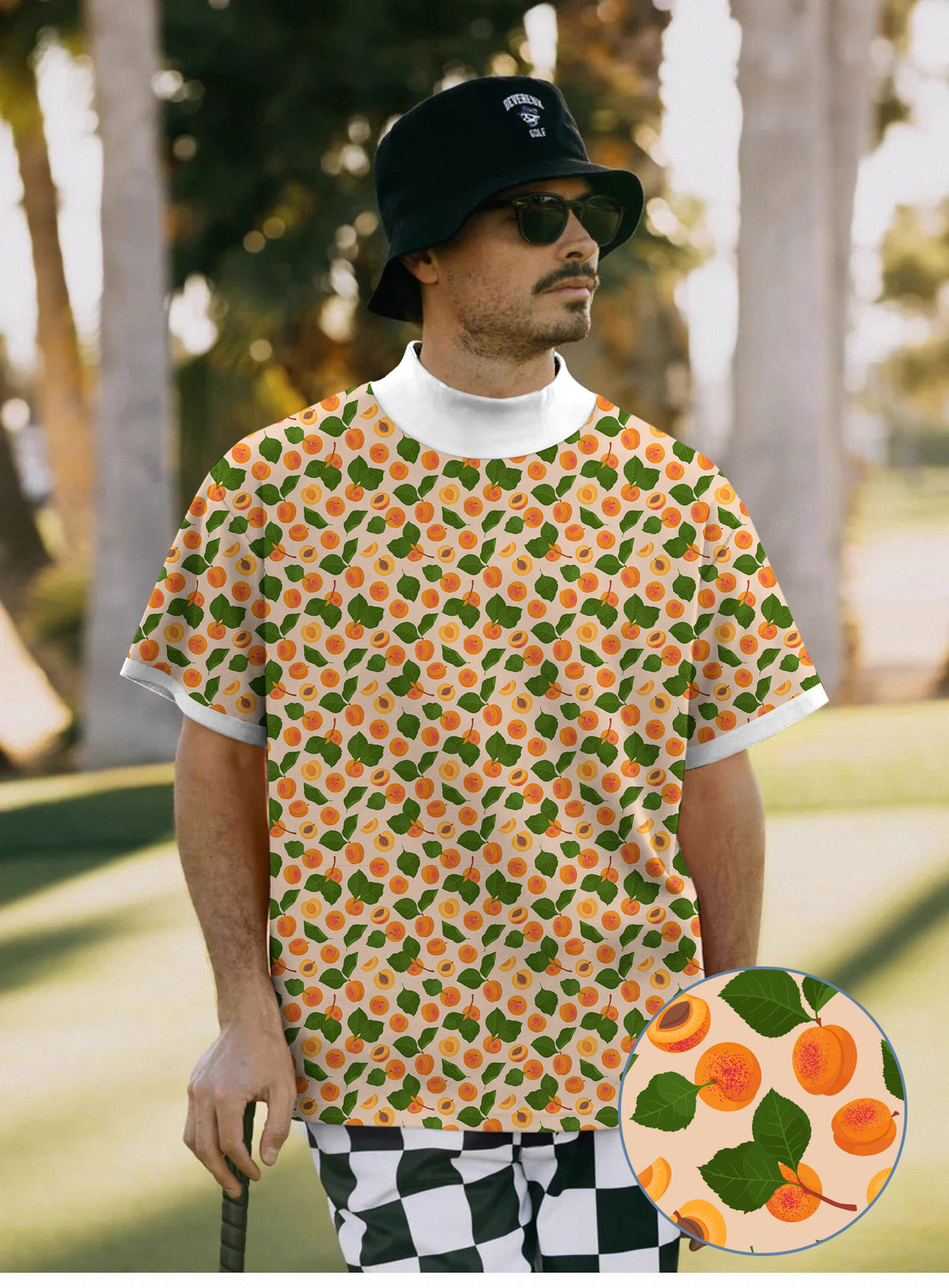 Men's Peach leaves Mock Neck Long/Short Sleeve Golf Tops