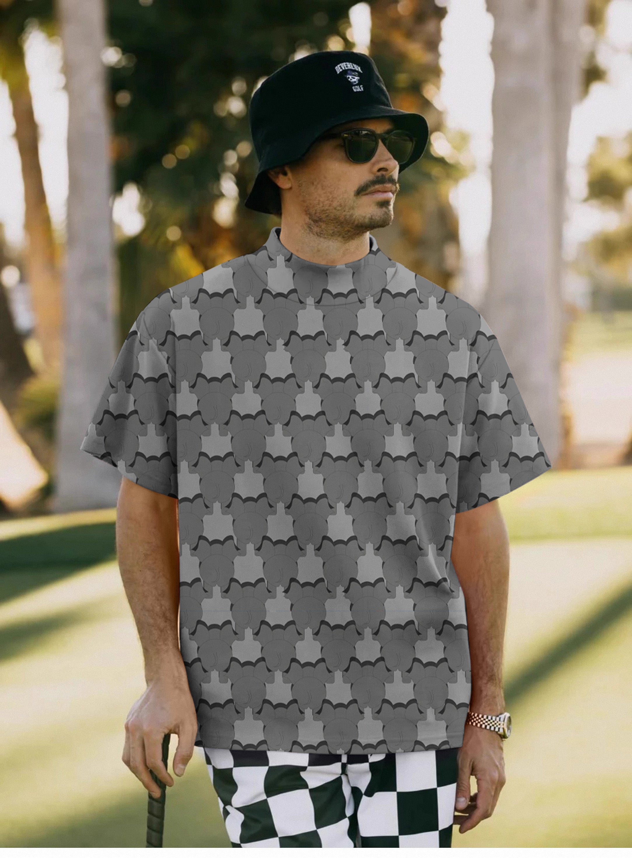 Men's The back of an elephant Pullover High neck Long/Short sleeve T-Shirt