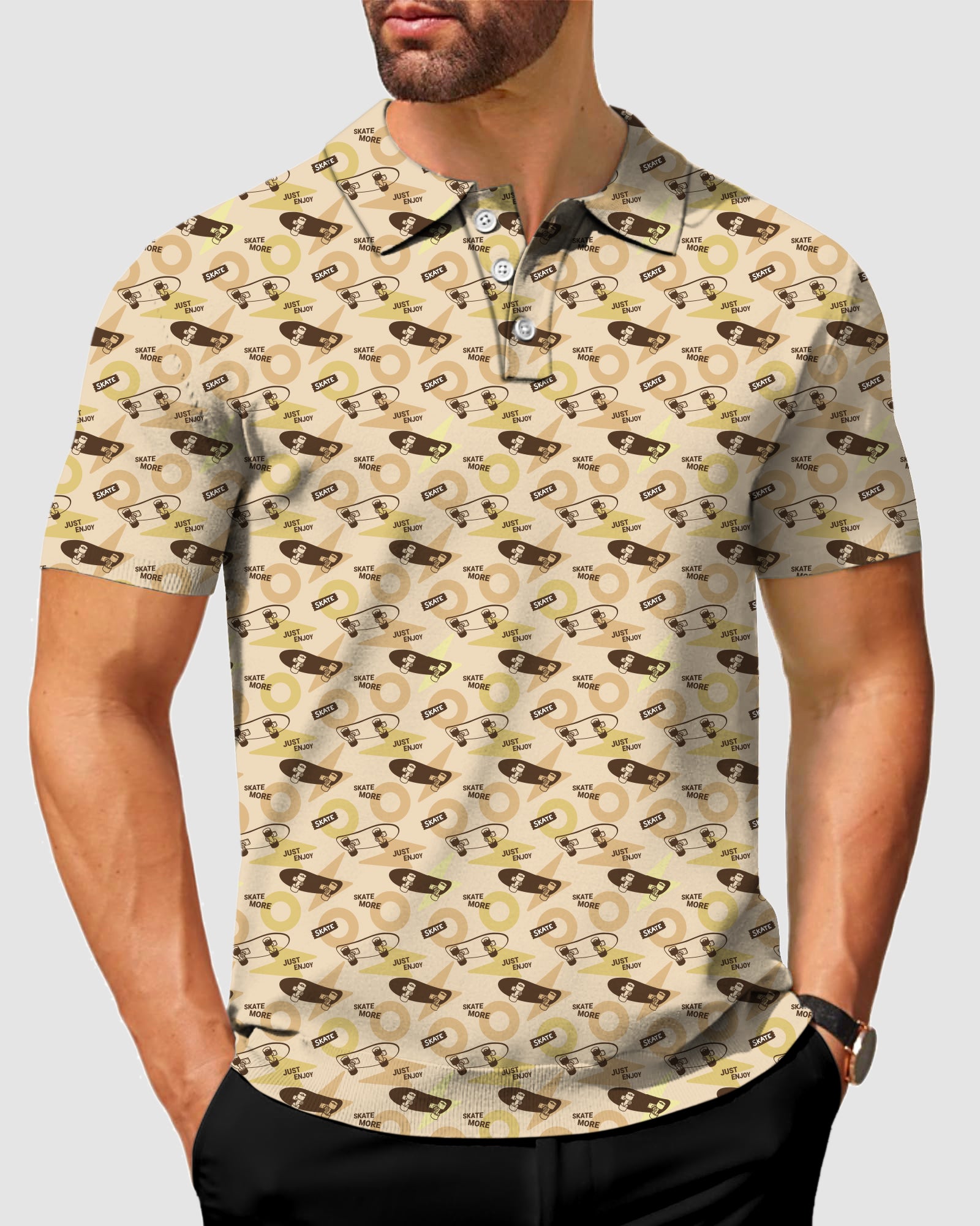 Men's Khaki Skate More Polo
