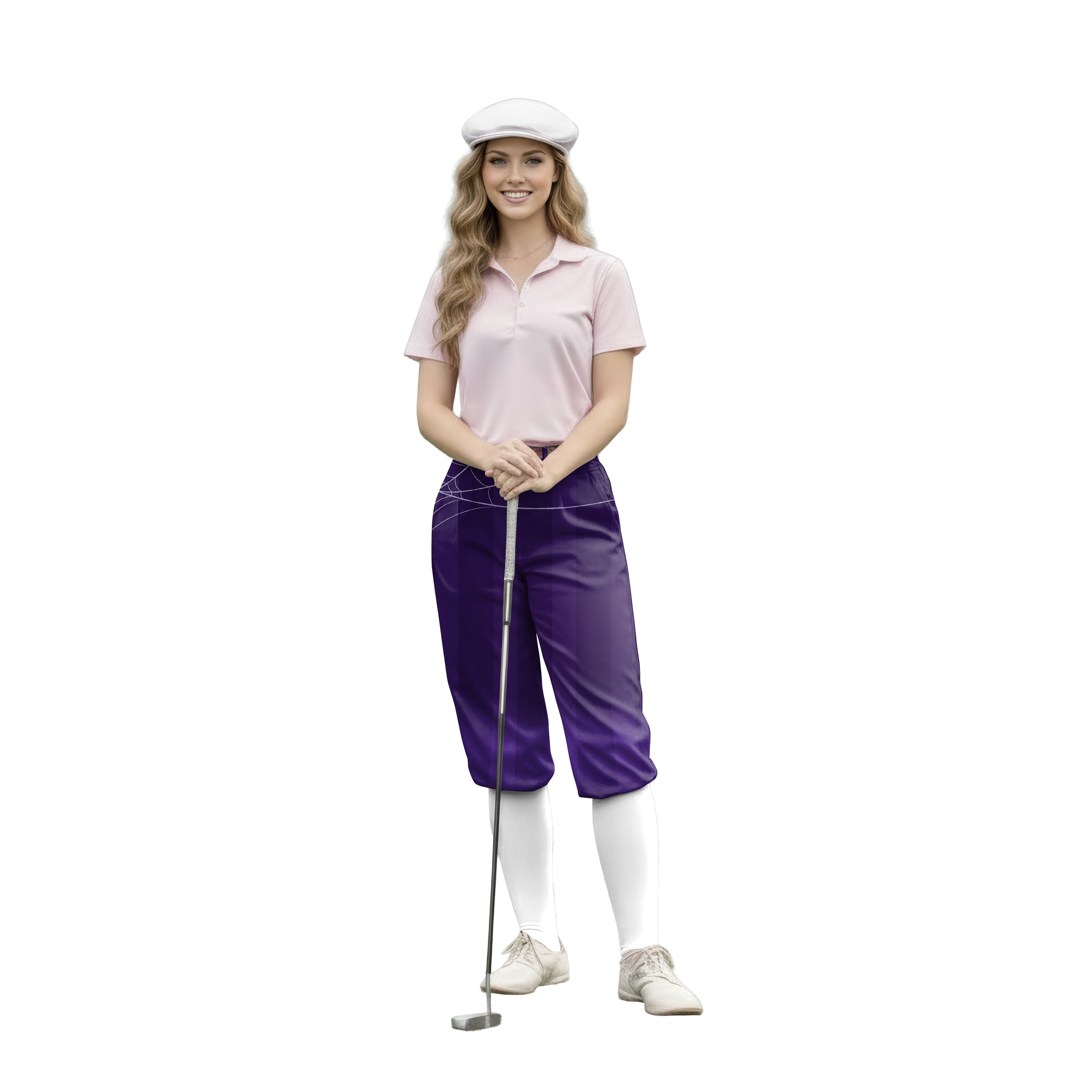 Personalize And Add To Cart Men's Halloween purple spiderweb Polo Womens Golf Knickers Pants