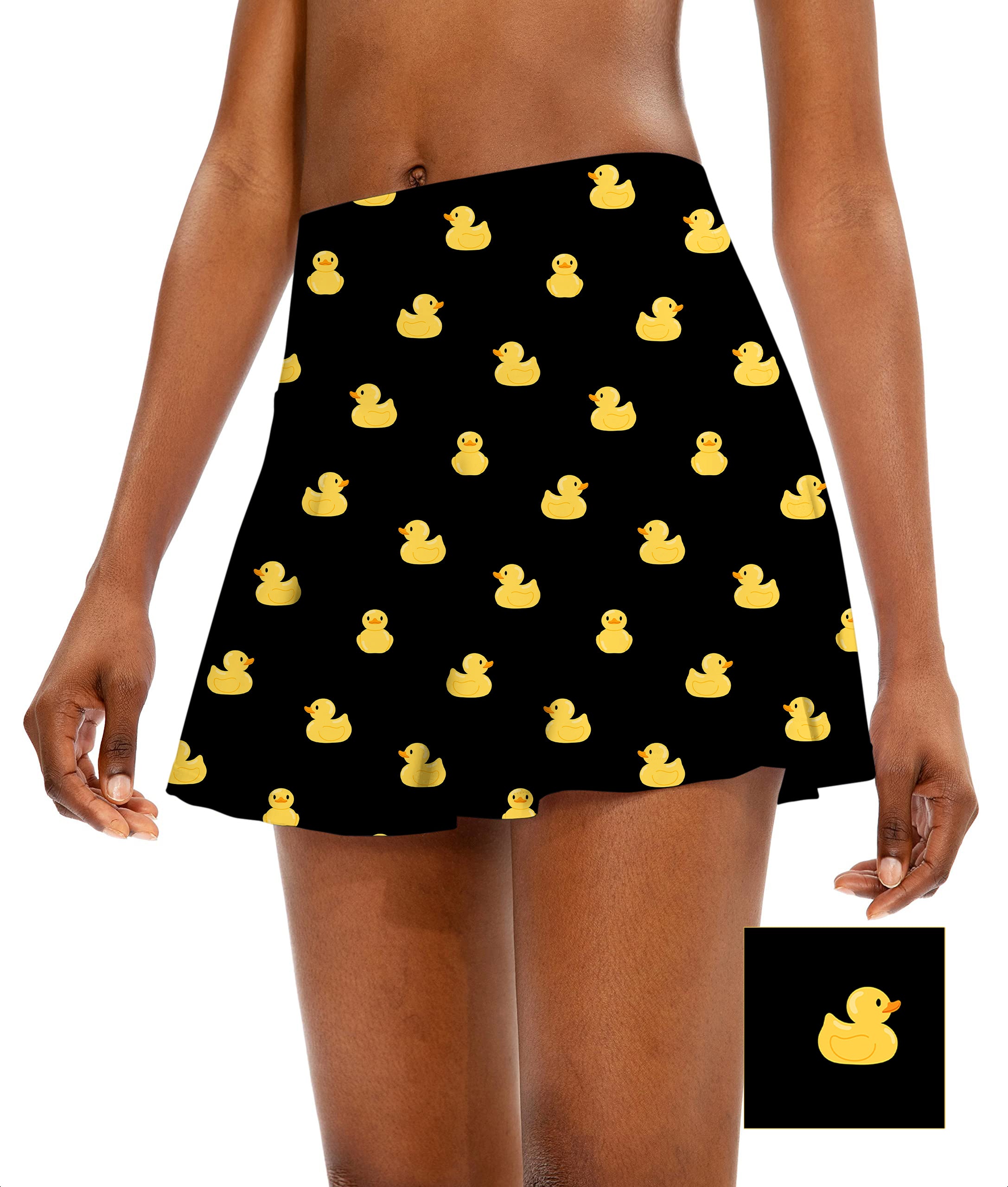 Yellow Rubber Duck Custom The Background Color Women's Athletic Golf Skorts Flared Skirts