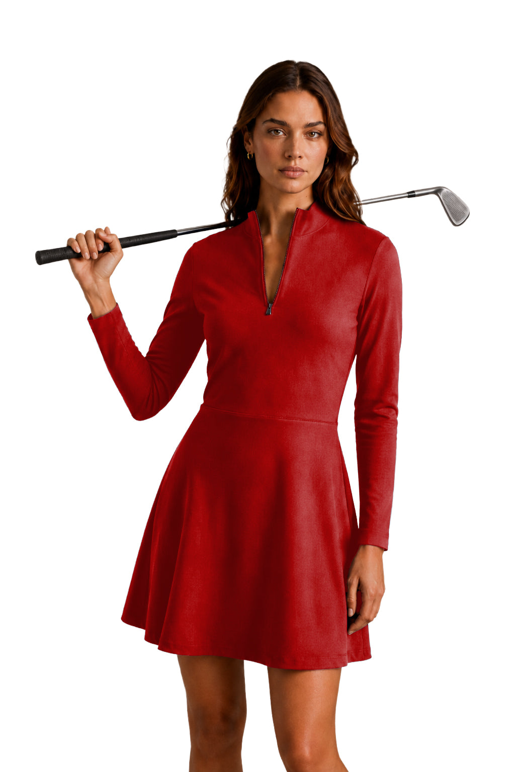 pure festive Women's Golf Long Sleeve Zipper Dresses Comes with separate matching shorts