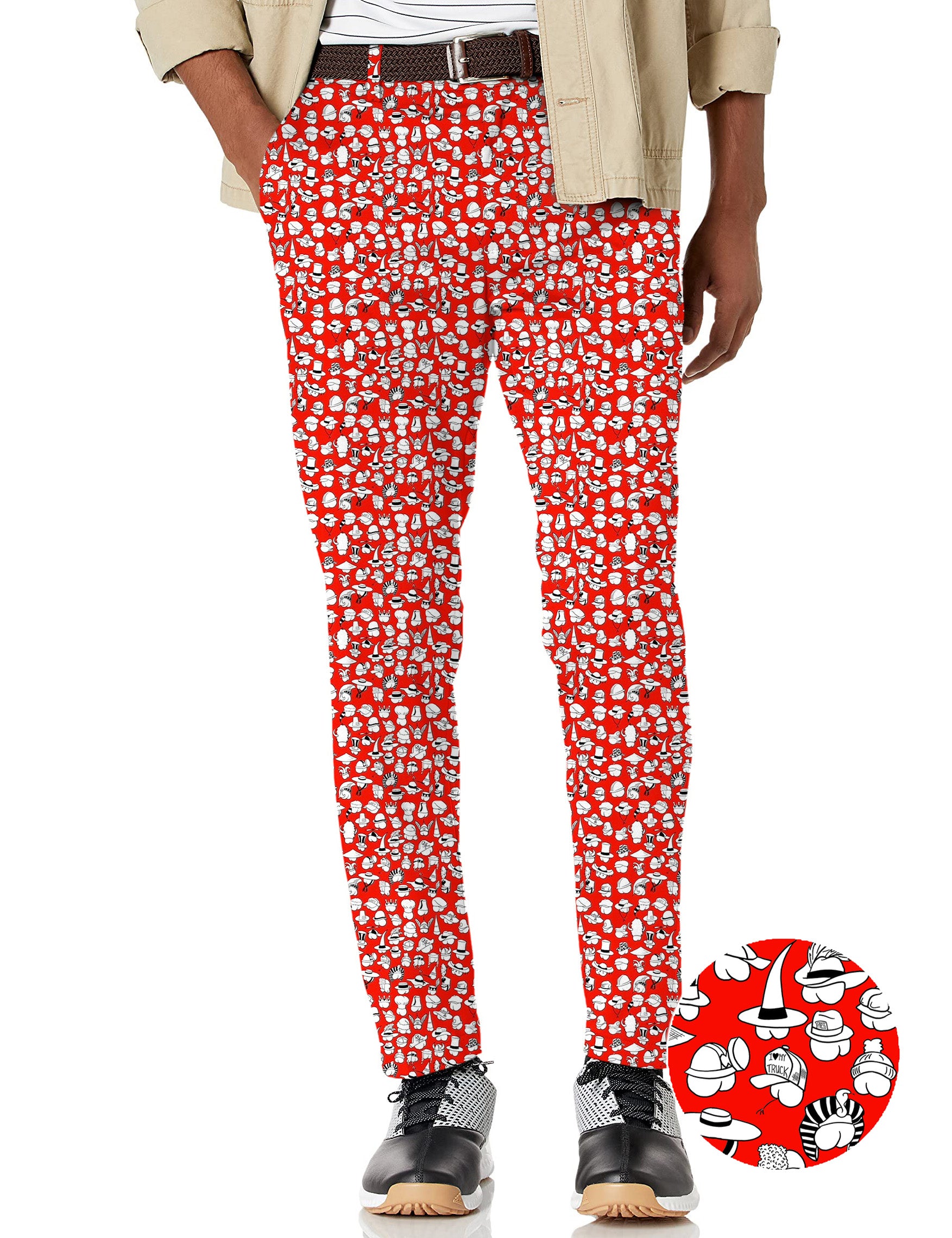 Men's Red Versatile Hips Designer style Stretch Golf Pants