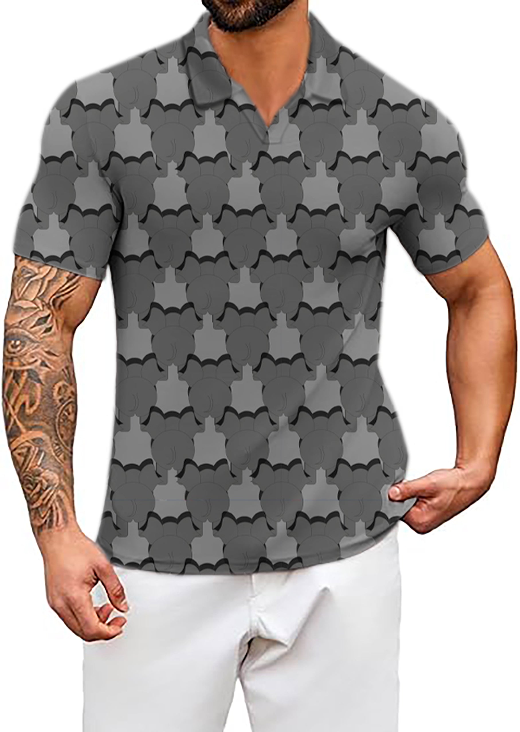 Men's The back of an elephant V Neck Golf Polo Shirts