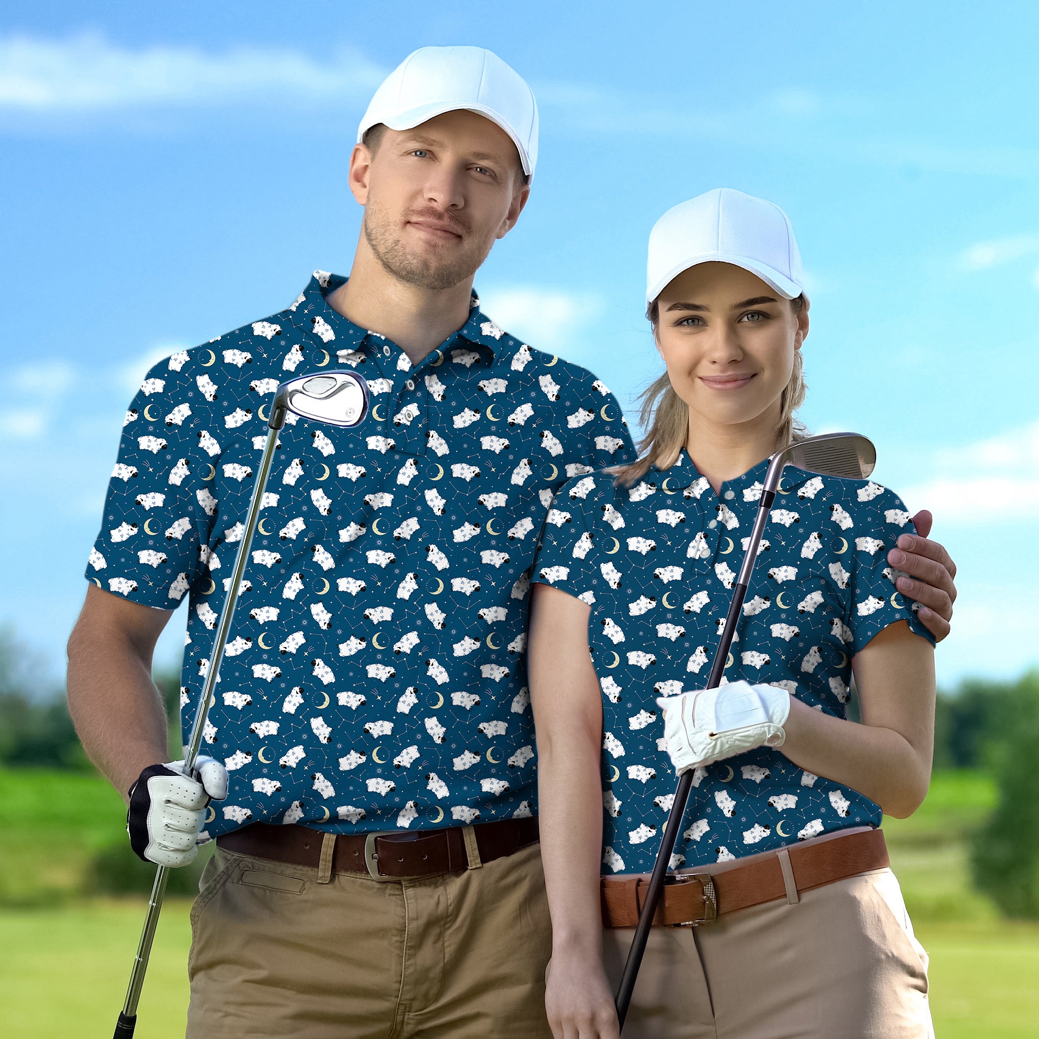 Golf Polo Couple Family set Counting Sheep tournament