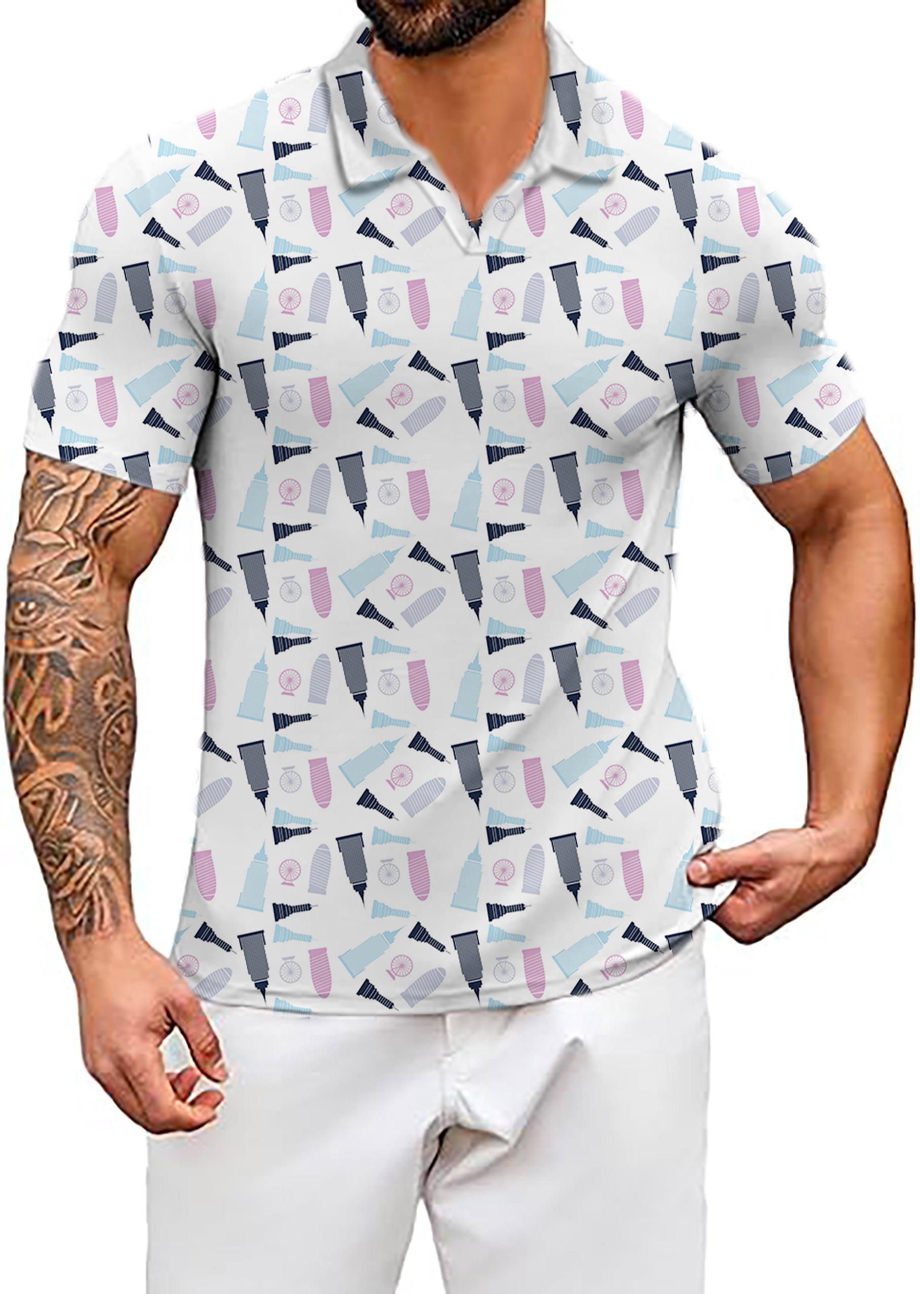 Men's limited edition Empire State Building V Neck Golf Polo Shirts