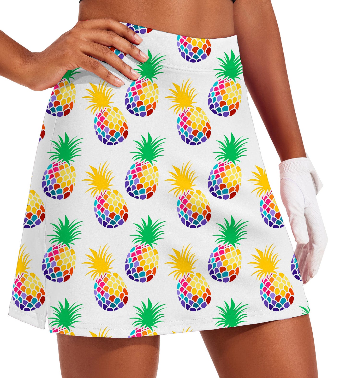 Women's Pineapple Disco Golf Skirts Inner Shorts Pocket