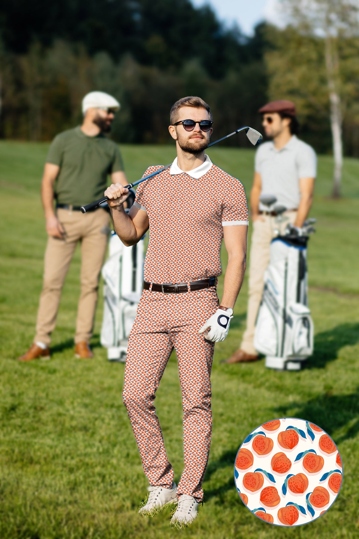 Men's Golf Set Polo+Pants momo peach