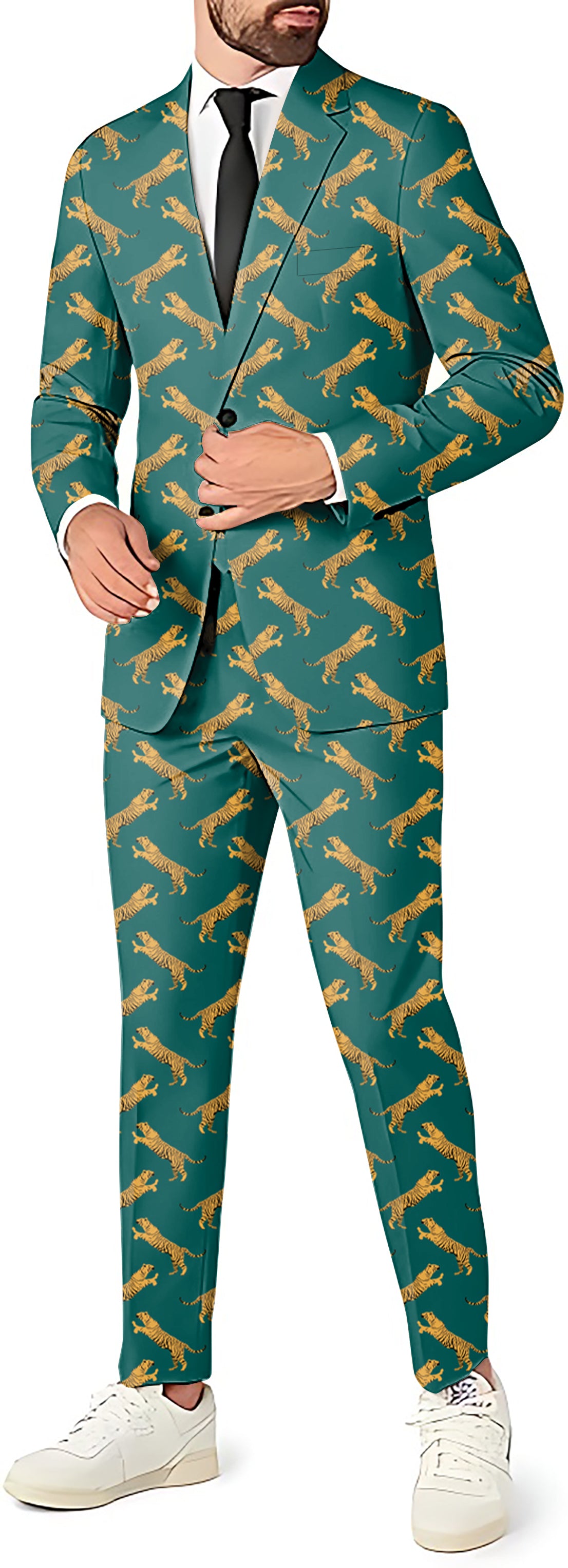 green tiger Men's Party Costumes-Theme Party 2 or 3pcs Suit set-Blazer Pants & Vest