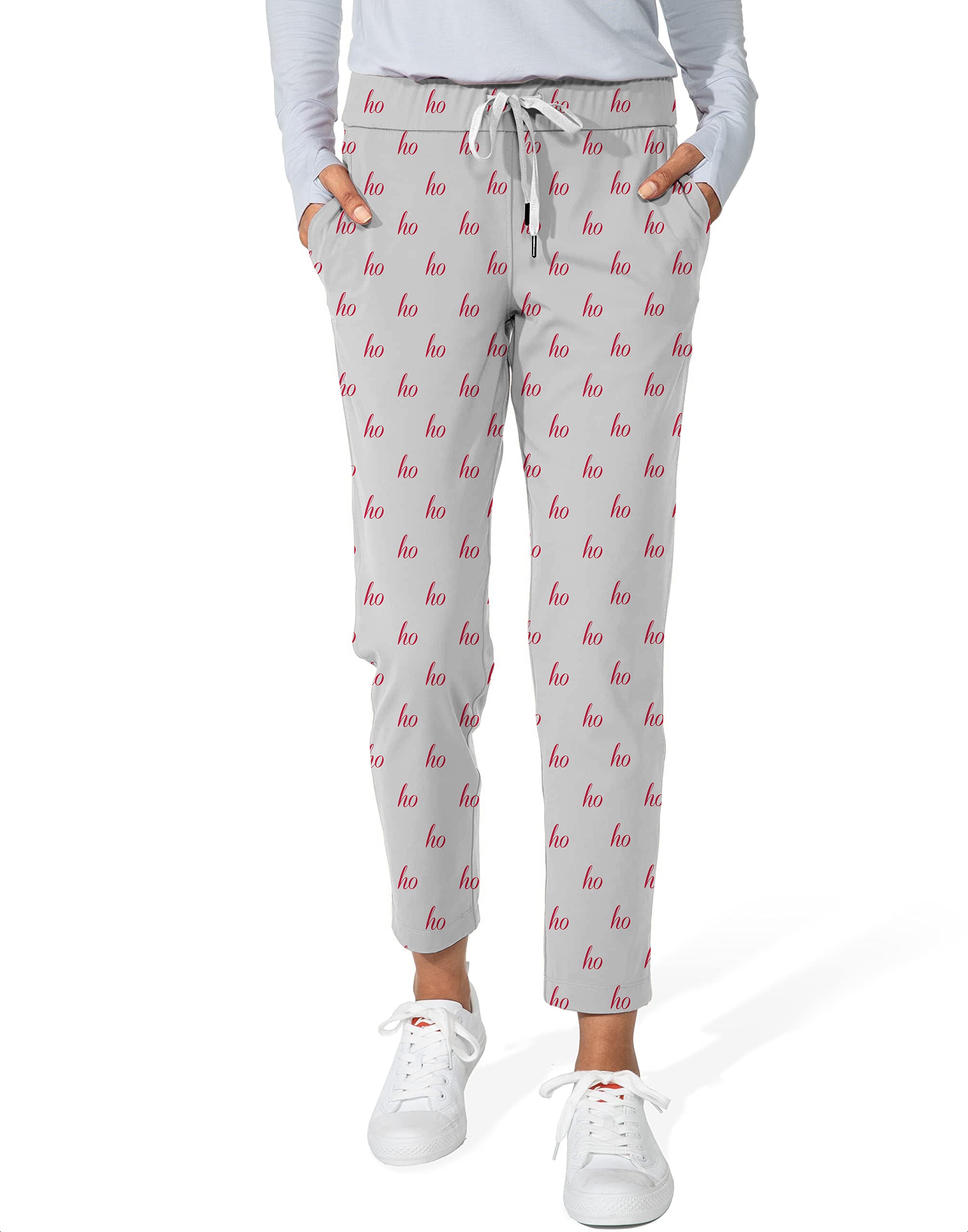 Grey Custom Name Christmas Women's 7/8 Stretch Ankle Golf Pants