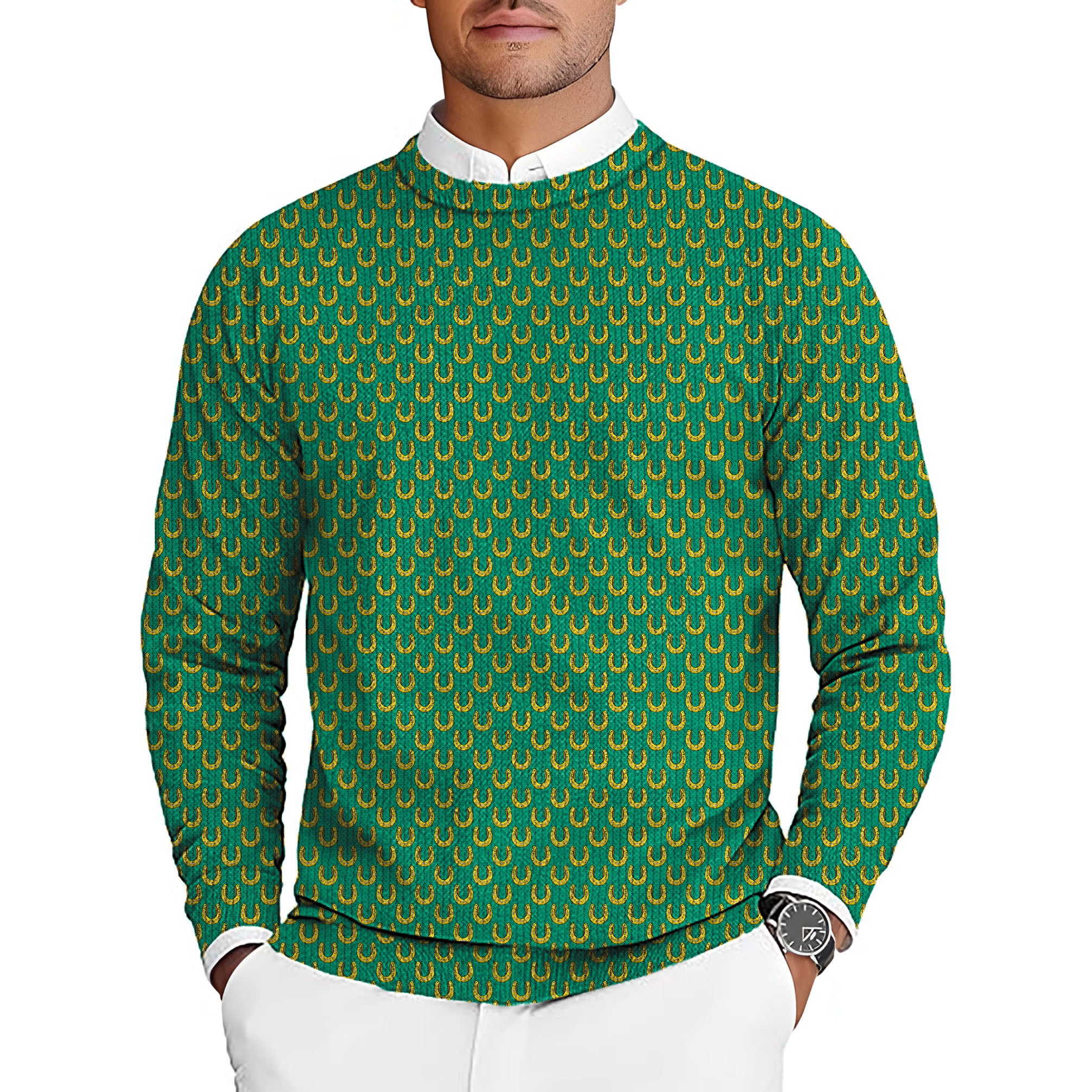 horseshoe Men's Golf Crewneck Pullover Sweaters Ugly Sweater