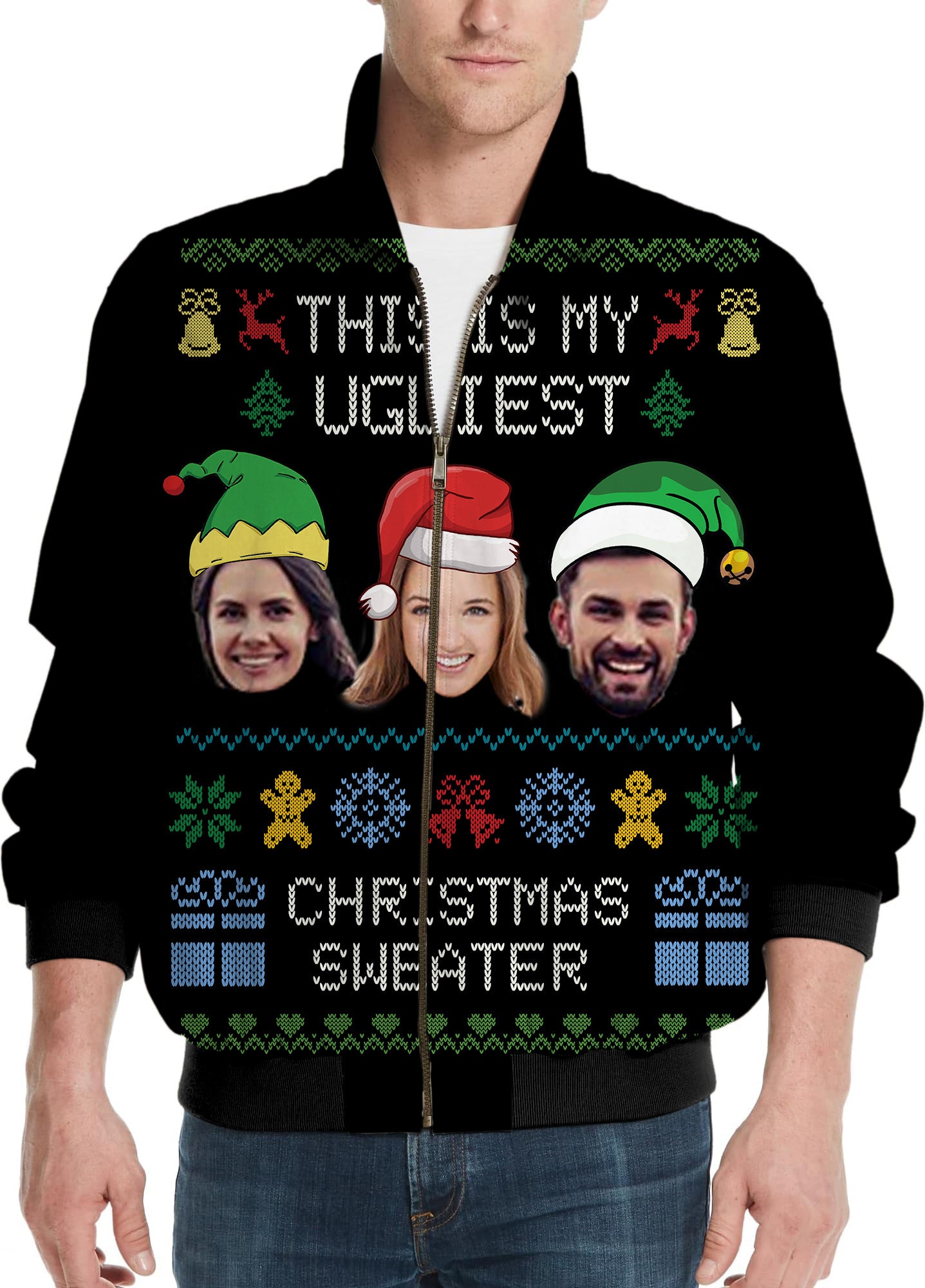 Black-Christmas Custom face Men's Golf Windbreaker Light Jacket