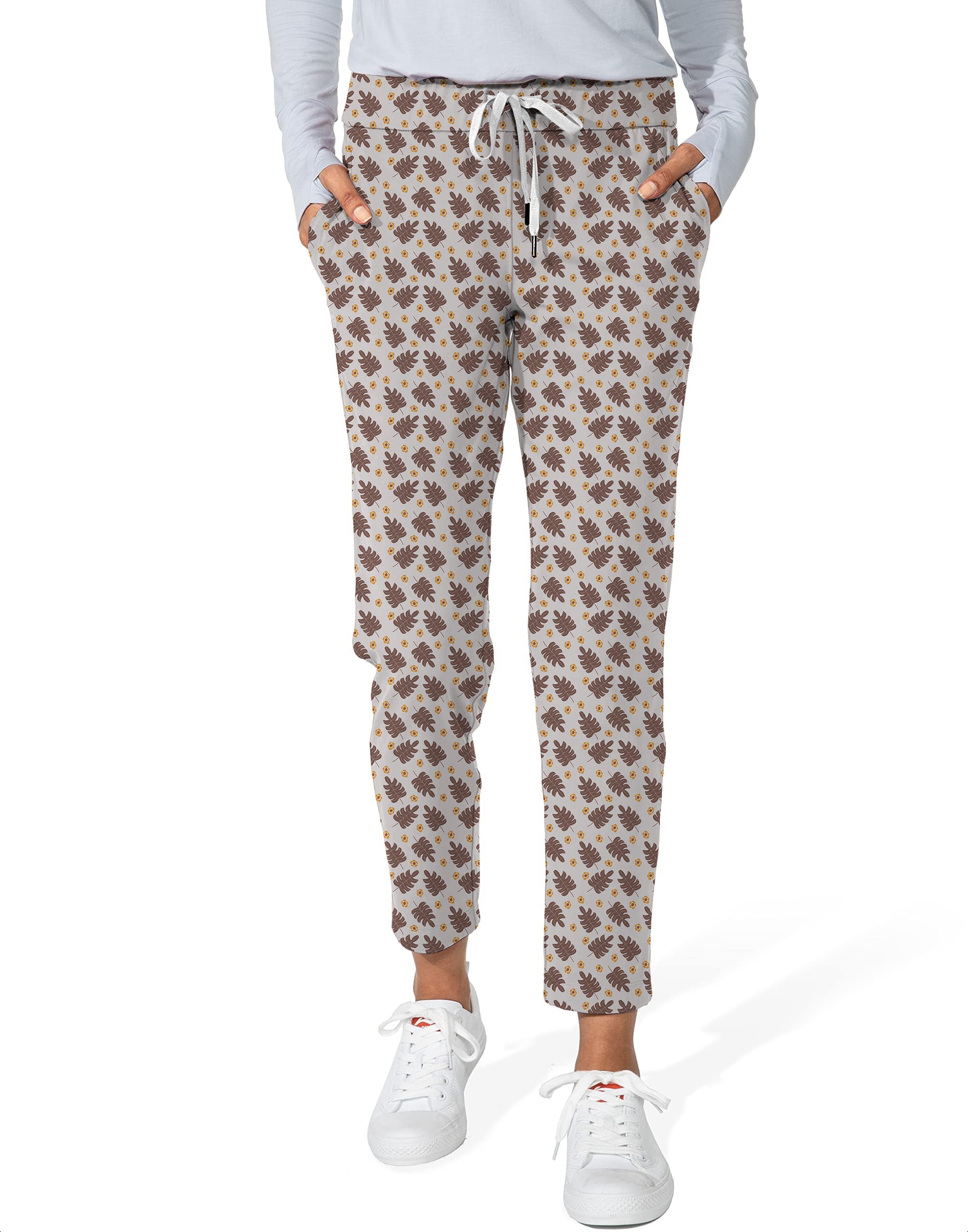 brown palm leaf-Women's 7/8 Stretch Ankle Golf Pants limited edition