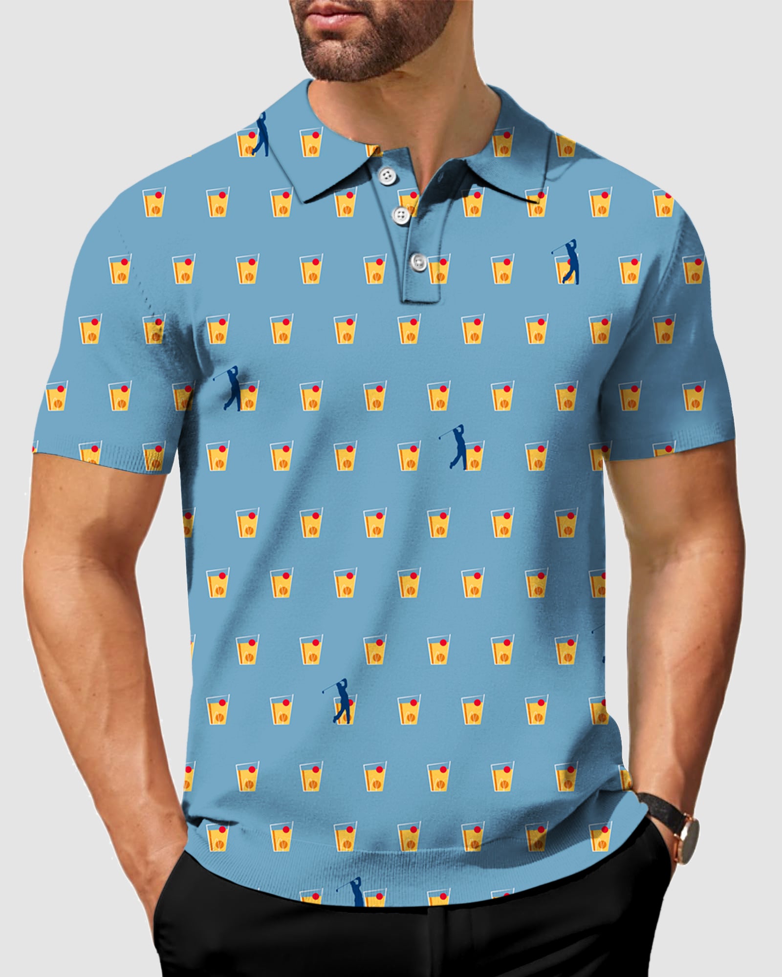 One shot into the hole Men's golf polo