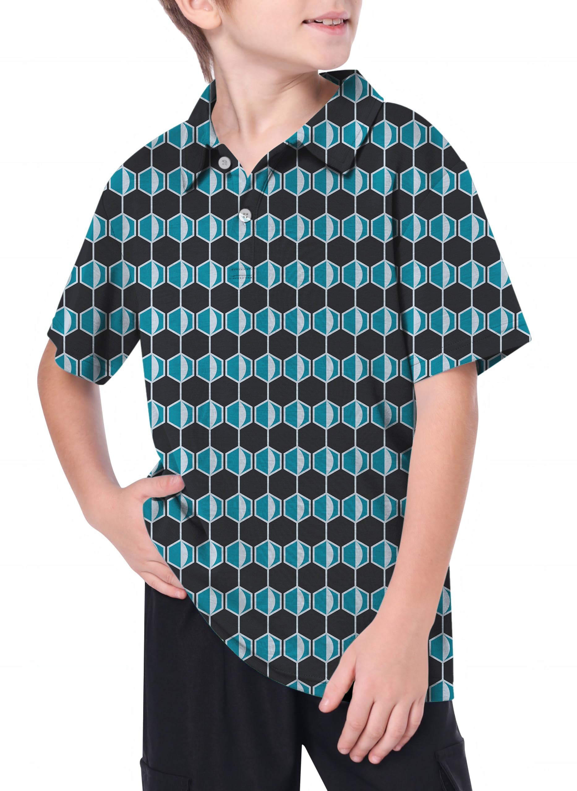 Youth navy blue Hexagon Golf Polo limited edition