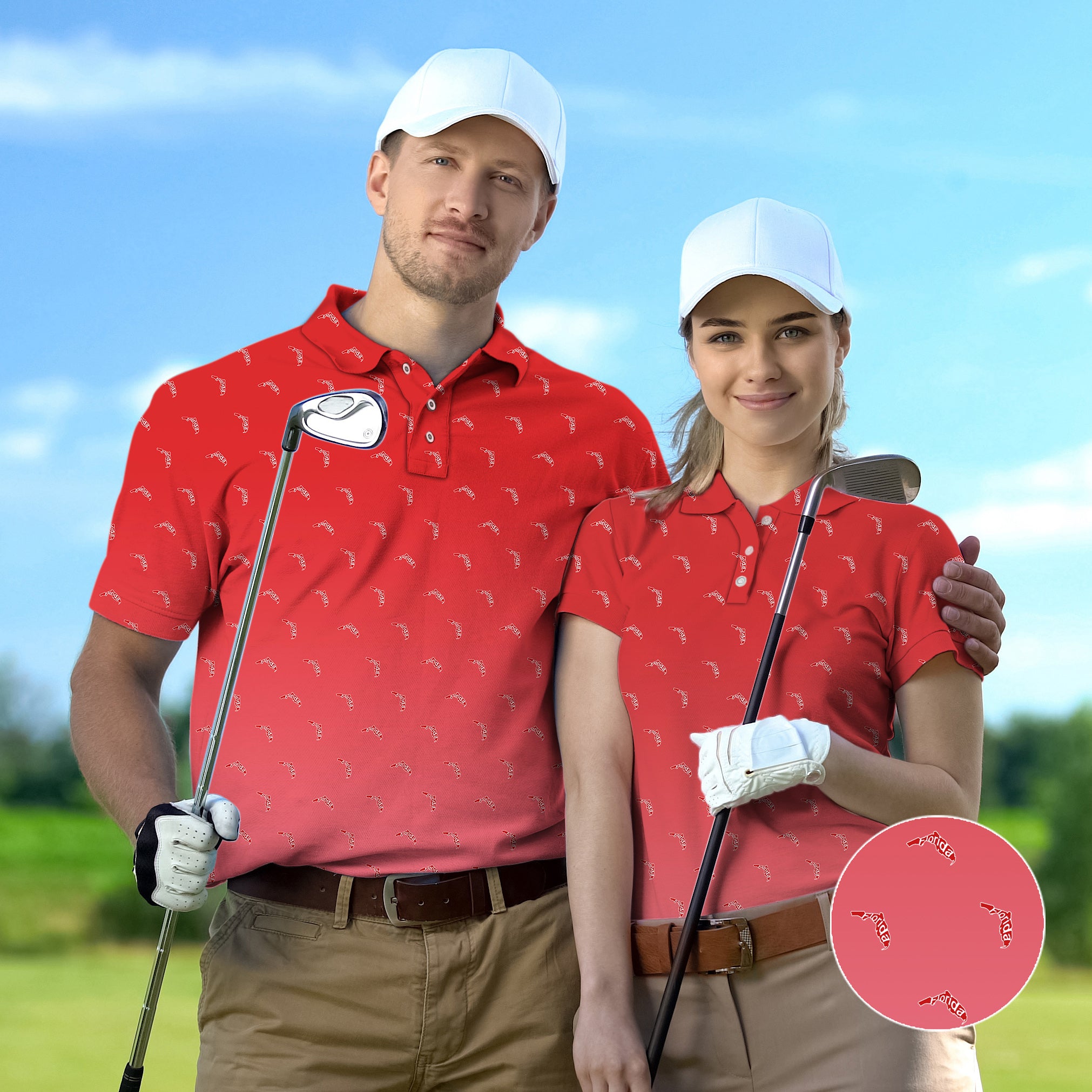 Couple Red Florida set Golf Championship Trophy tournament