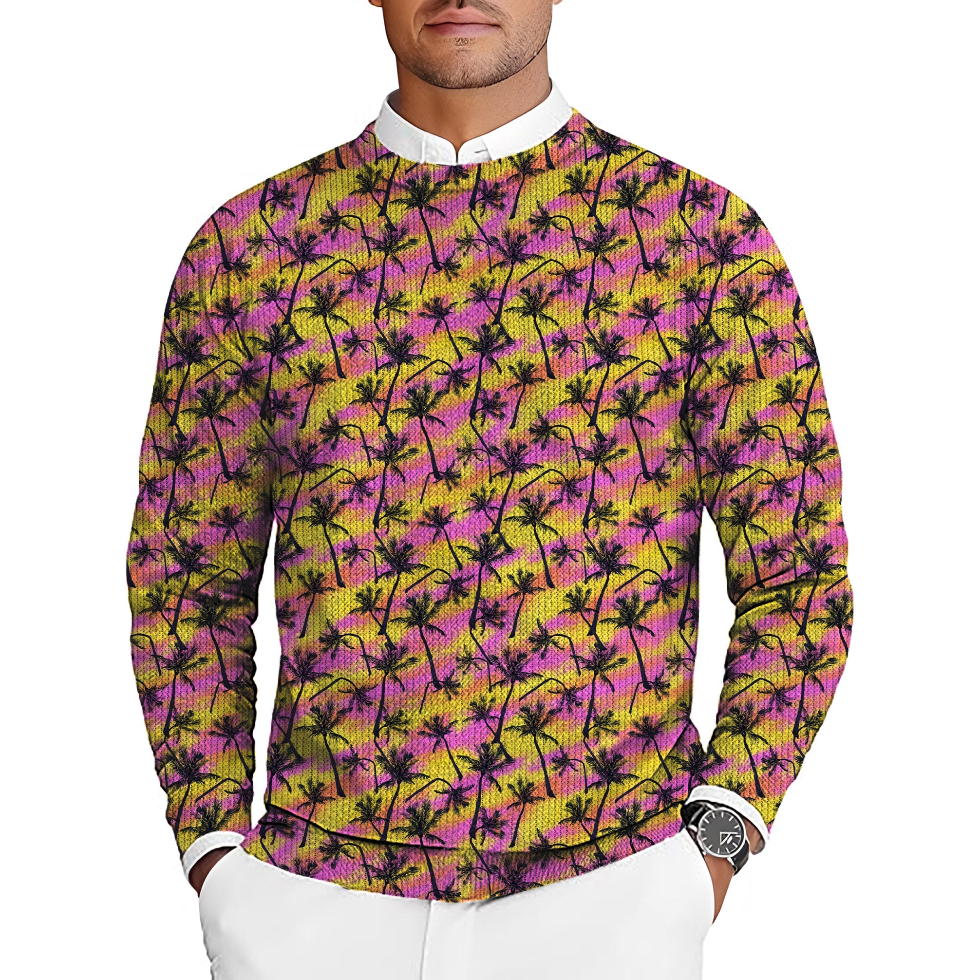 GRAPHIC PRINT Men's Golf Crewneck Pullover Sweaters Ugly Sweater