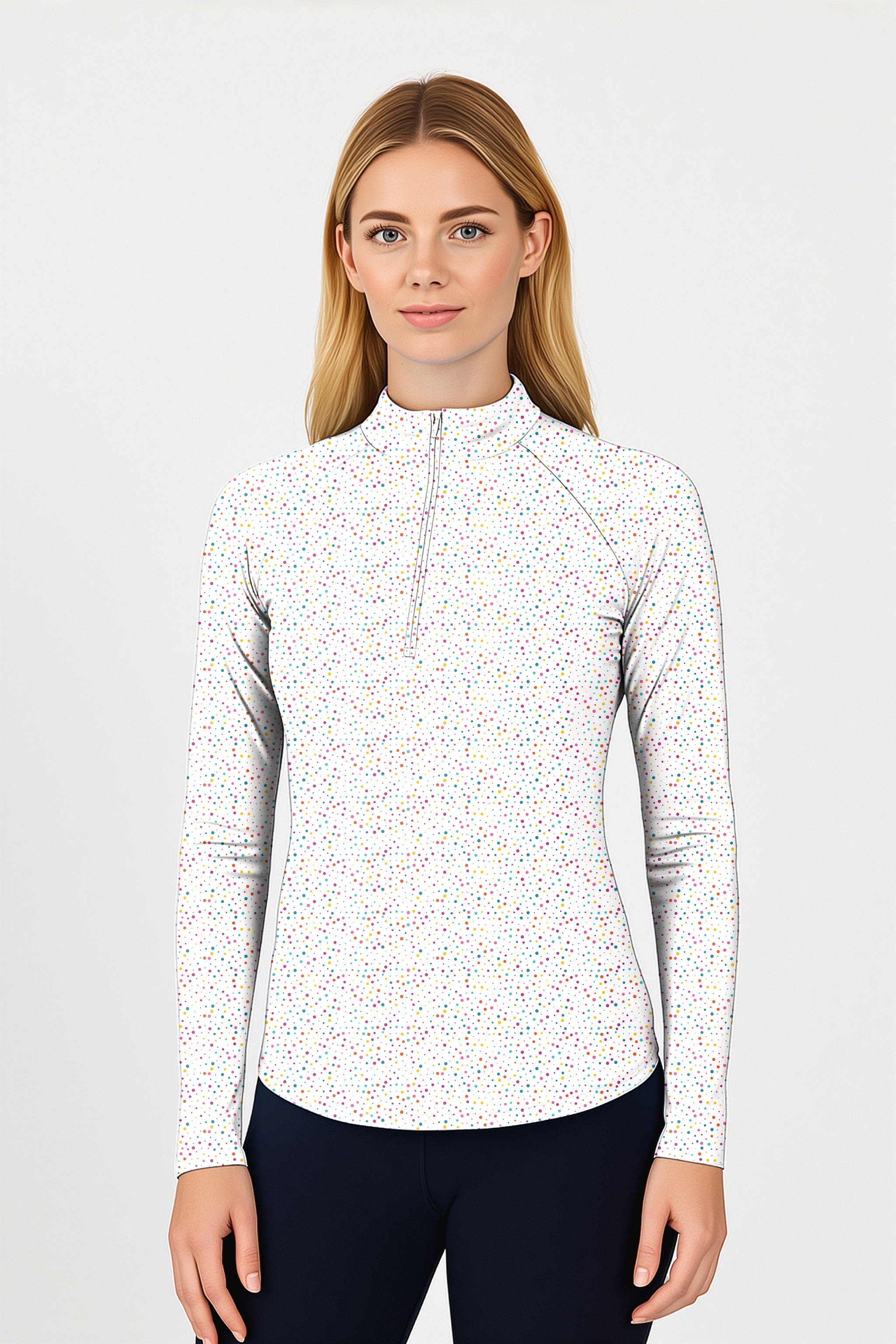Colorful dots  Women's Golf Active 3/4 Zip Top