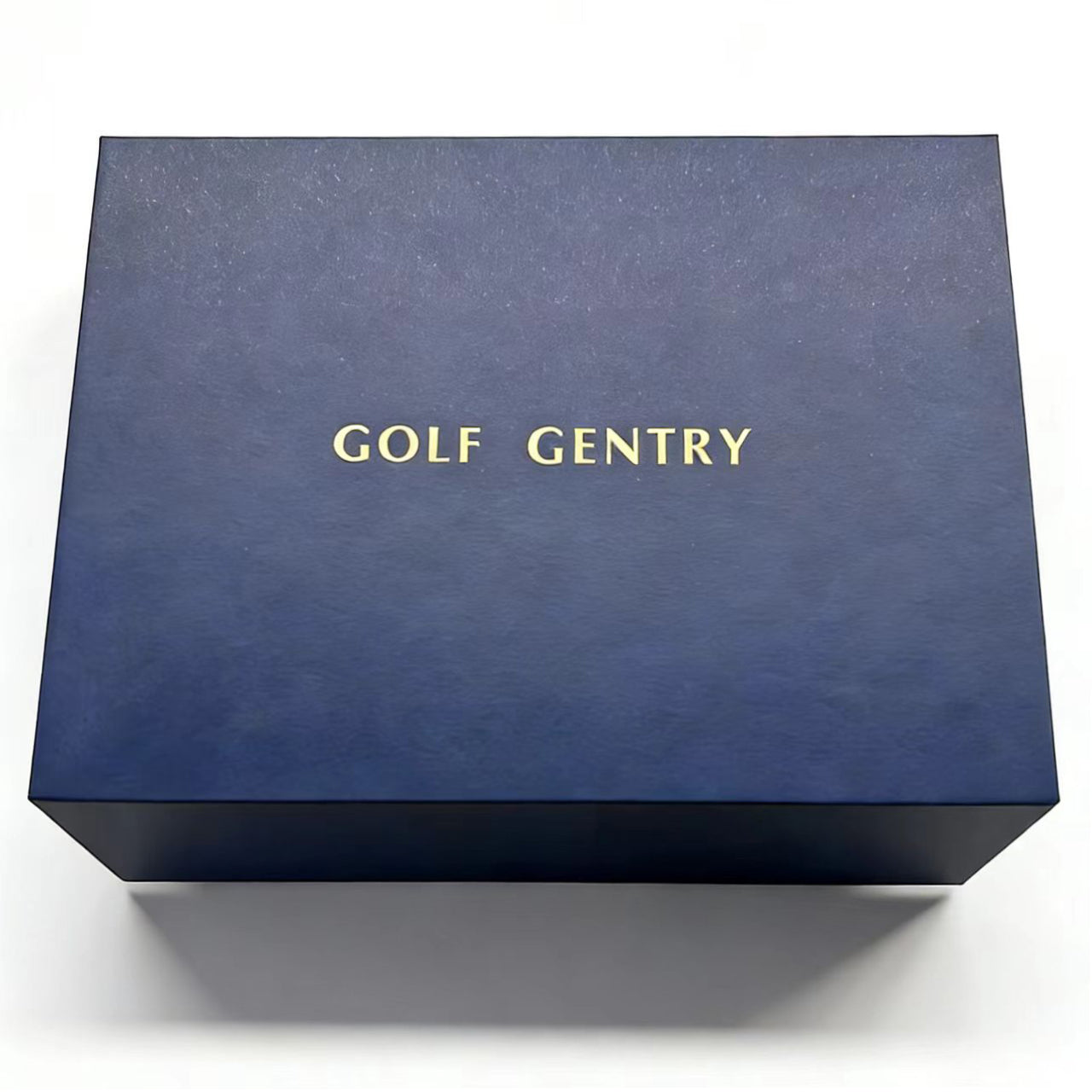 Golf Gentry box navy blue with gold lettering top view
