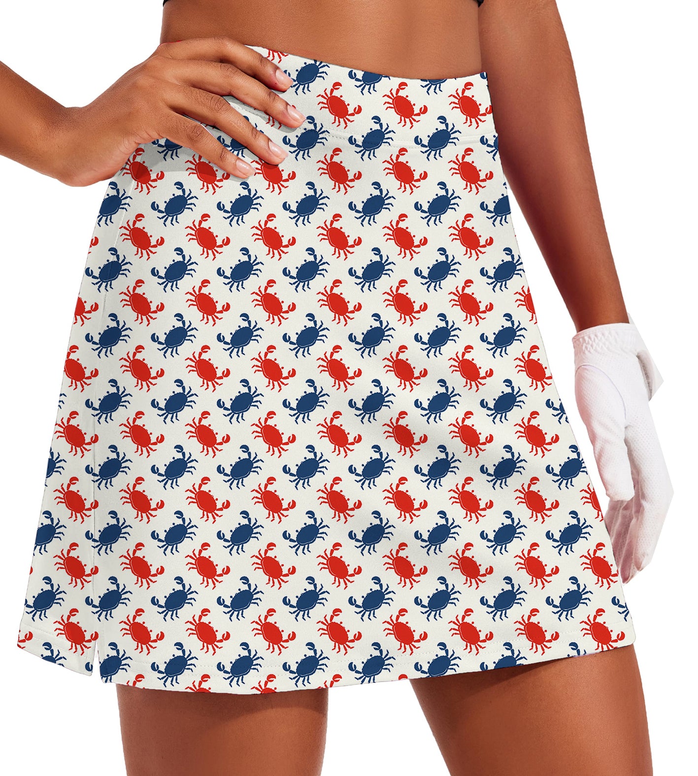 Women's Blue and red Crab Golf Skirts Inner Shorts Pocket