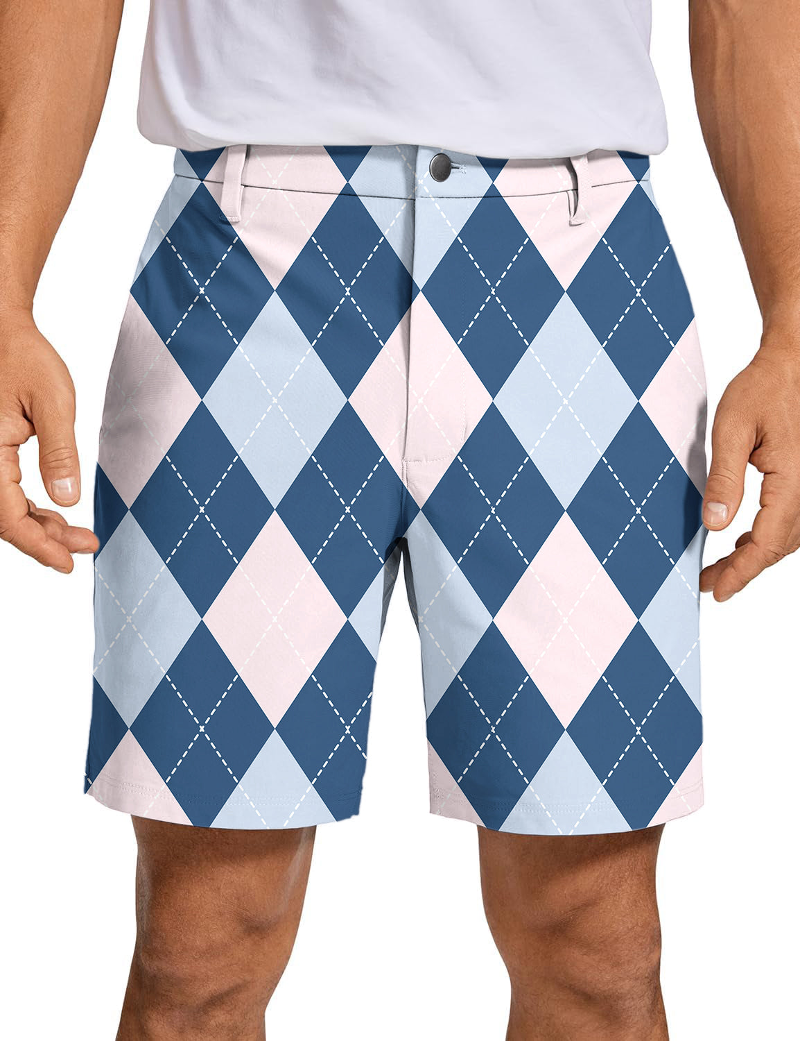 Men's blue Argyle Golf Shorts