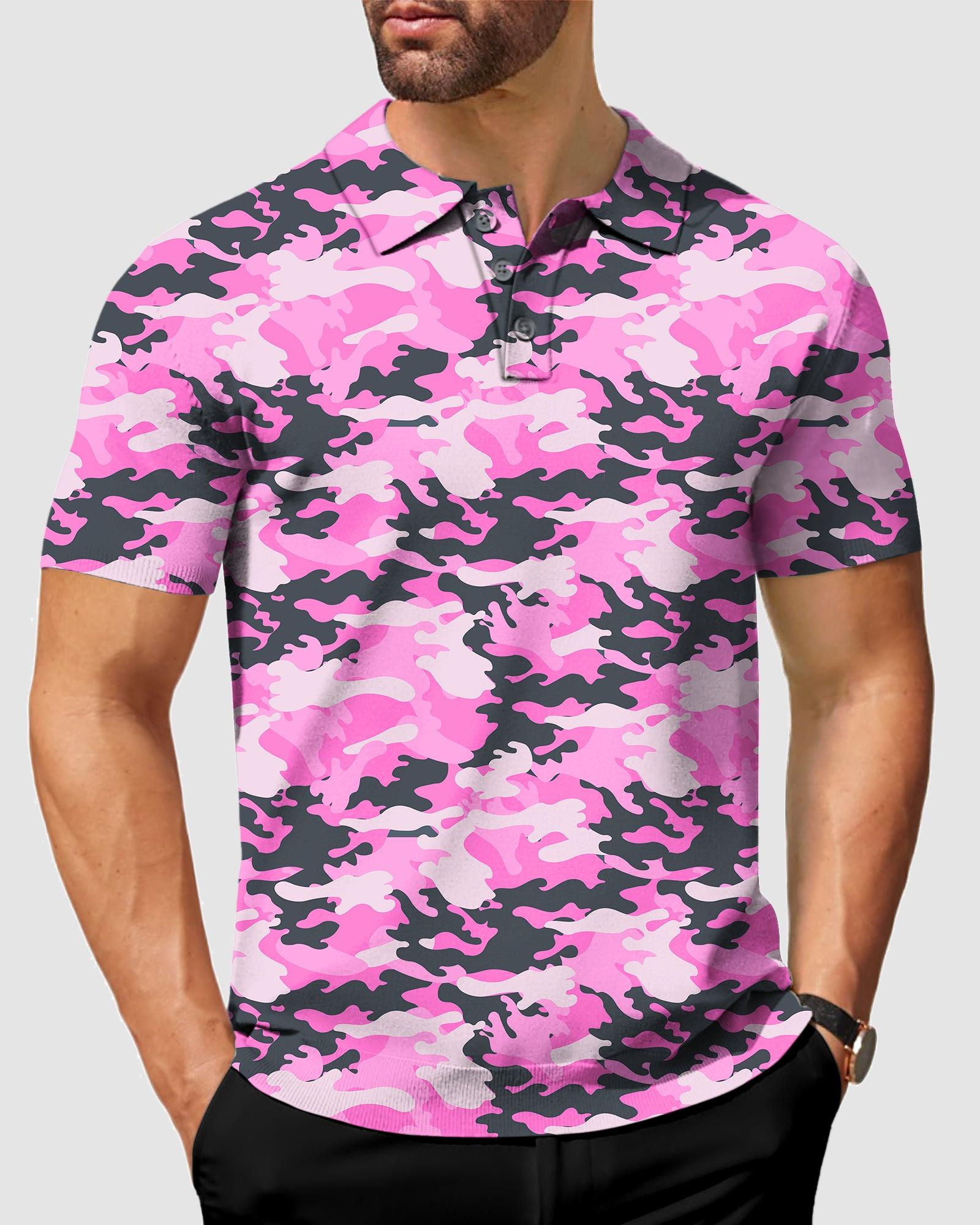 Men's Pink Camo golf polo