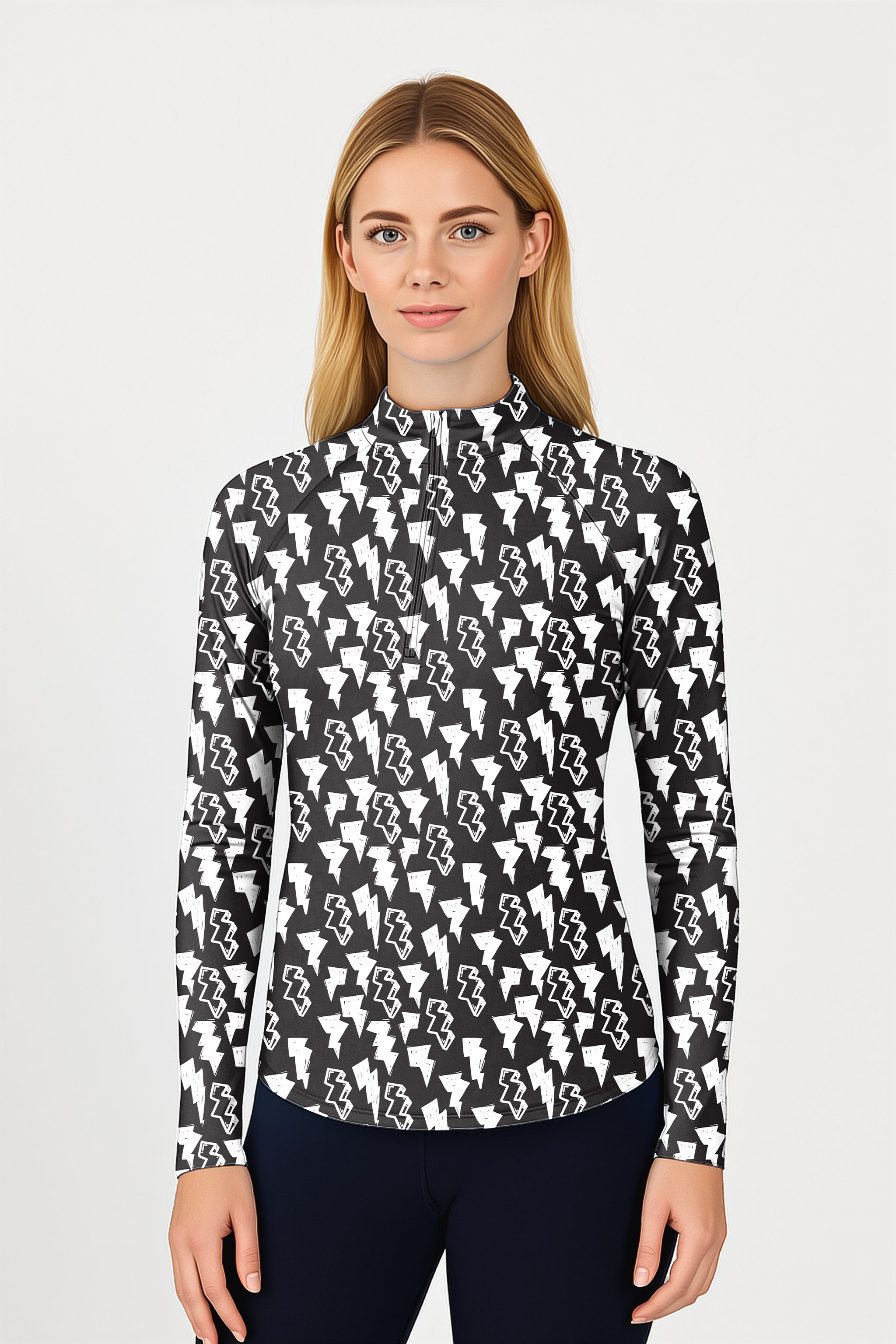 Black And White Lighting  Women's Golf Active 3/4 Zip Top