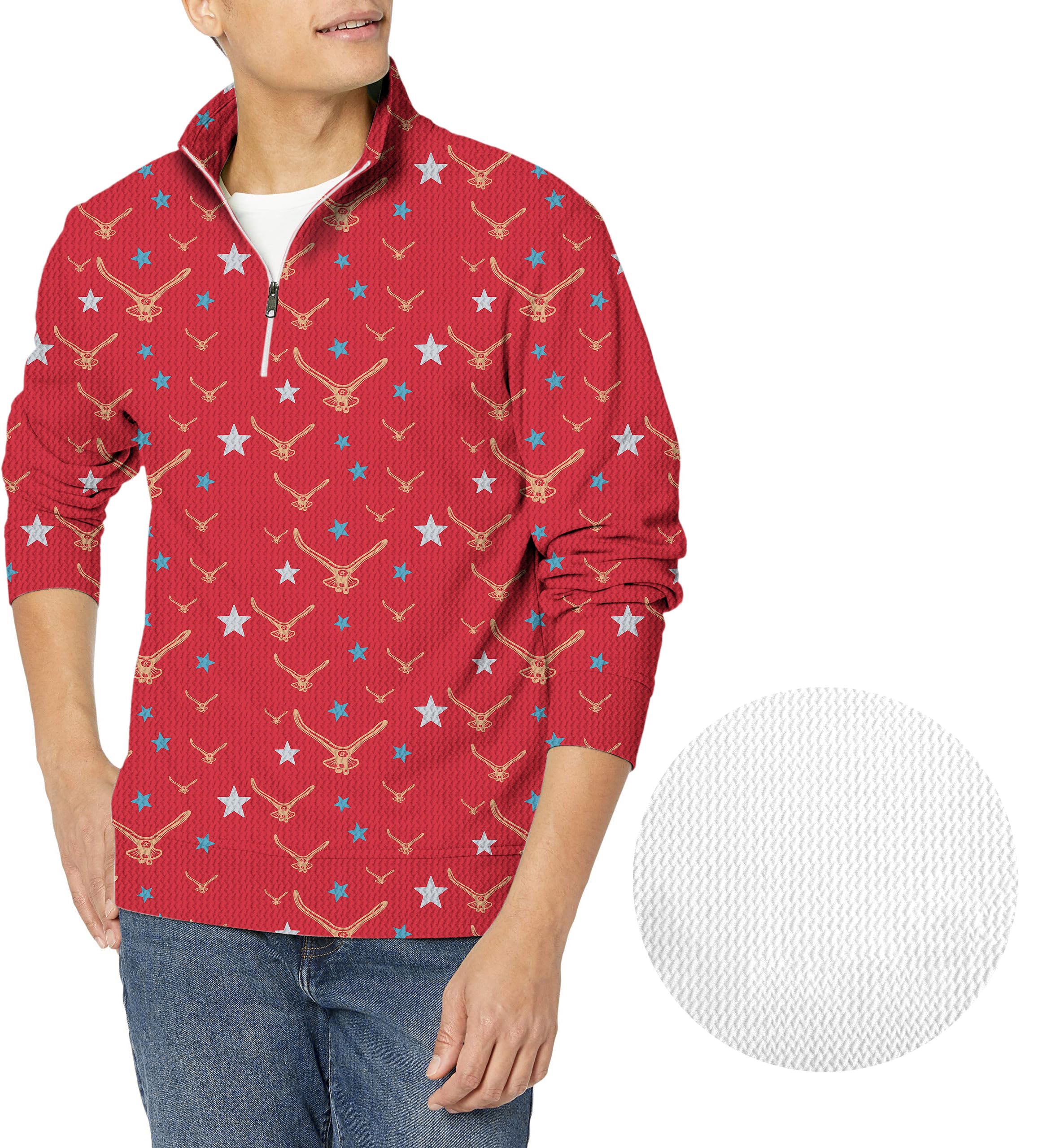 limited edition star eagle-Men's Golf Waffle Zipper Pullover