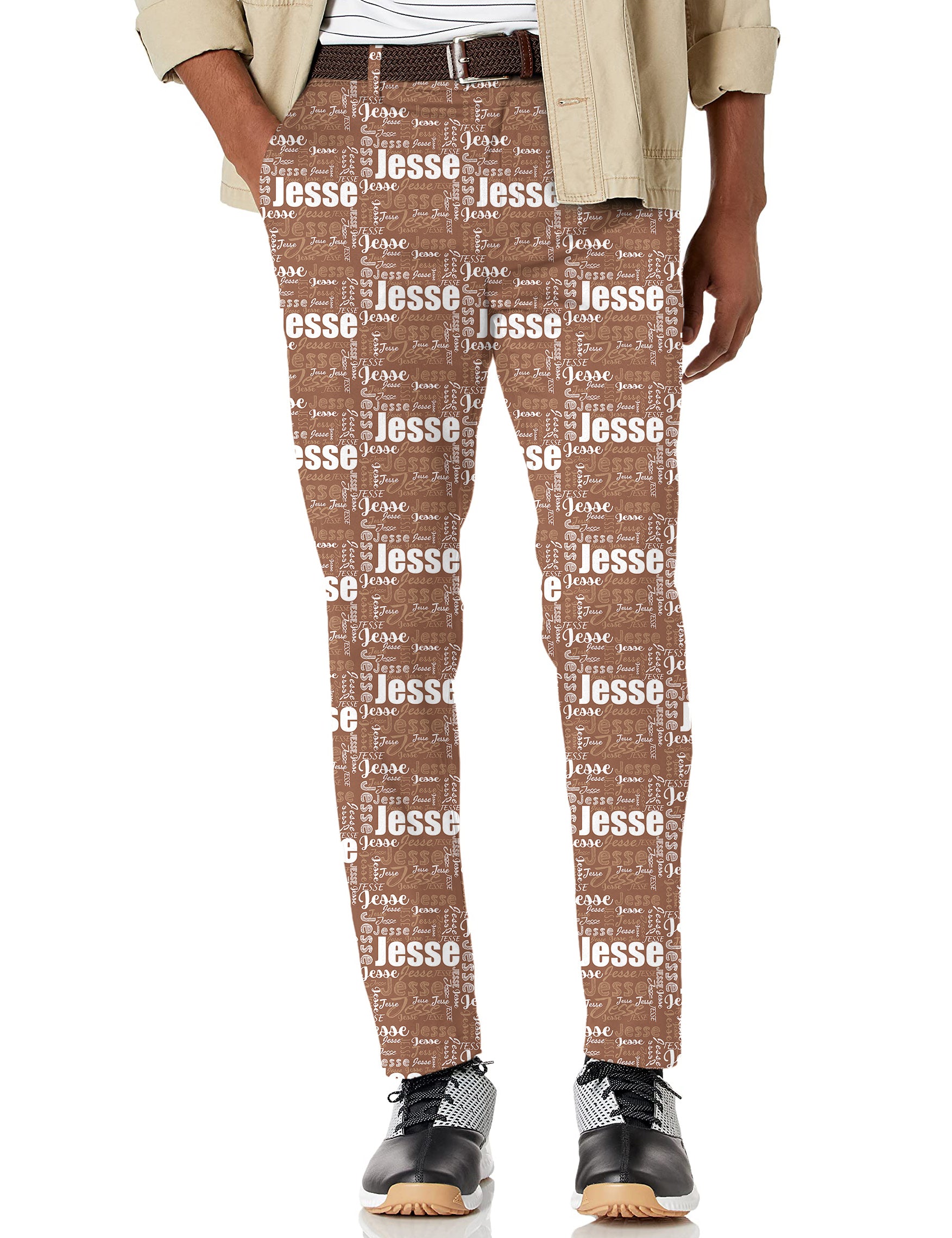 Men's Custom name brown Stretch Golf Pants