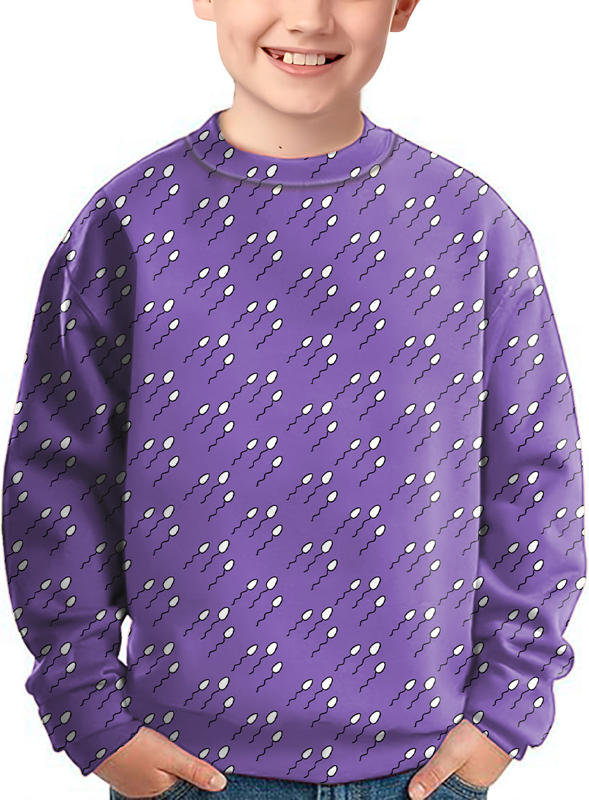 Abstract Sperm Lines Crewneck Pullover Kids Ugly Sweater