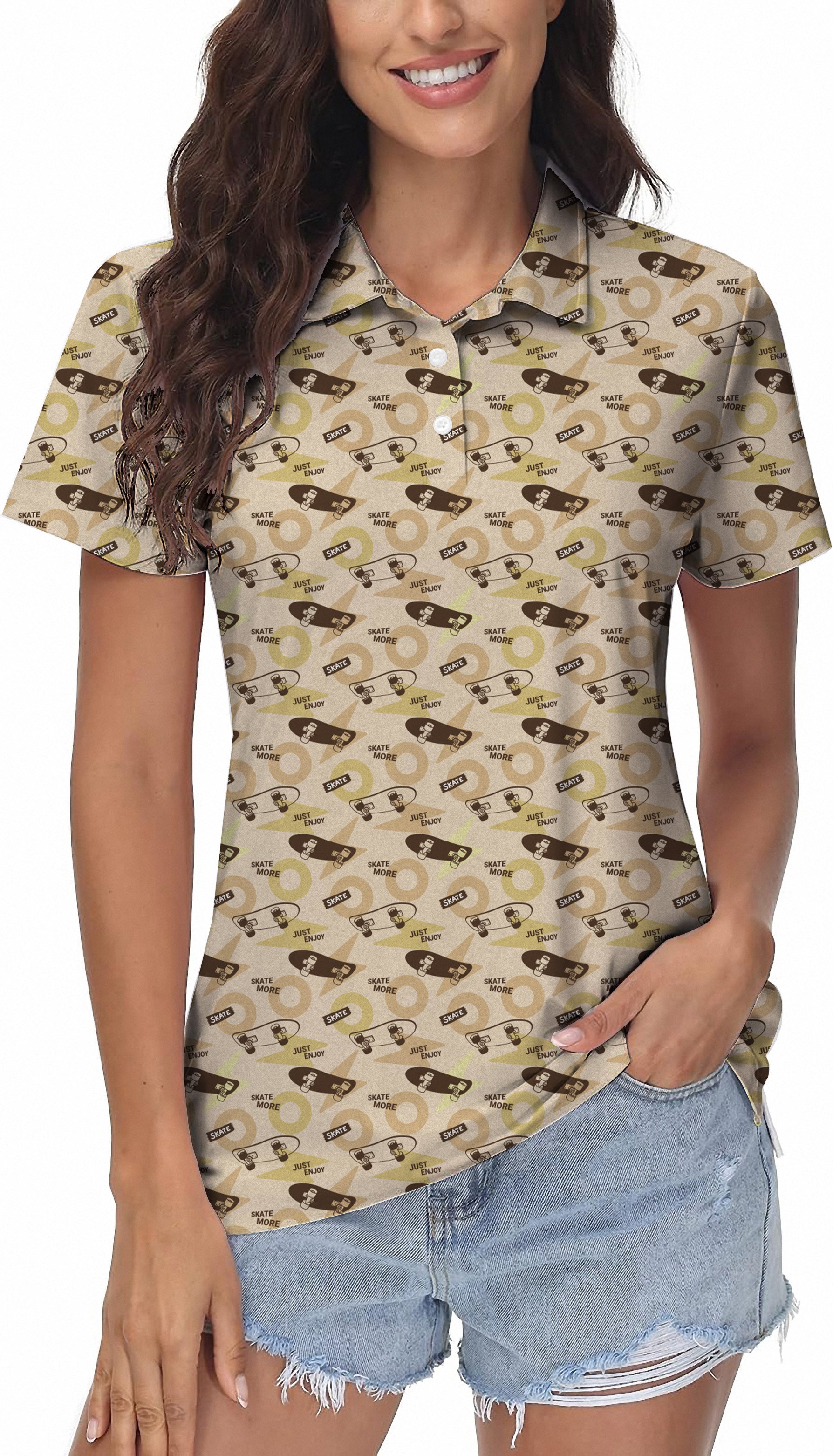 Khaki Skate More Women's Golf Polo
