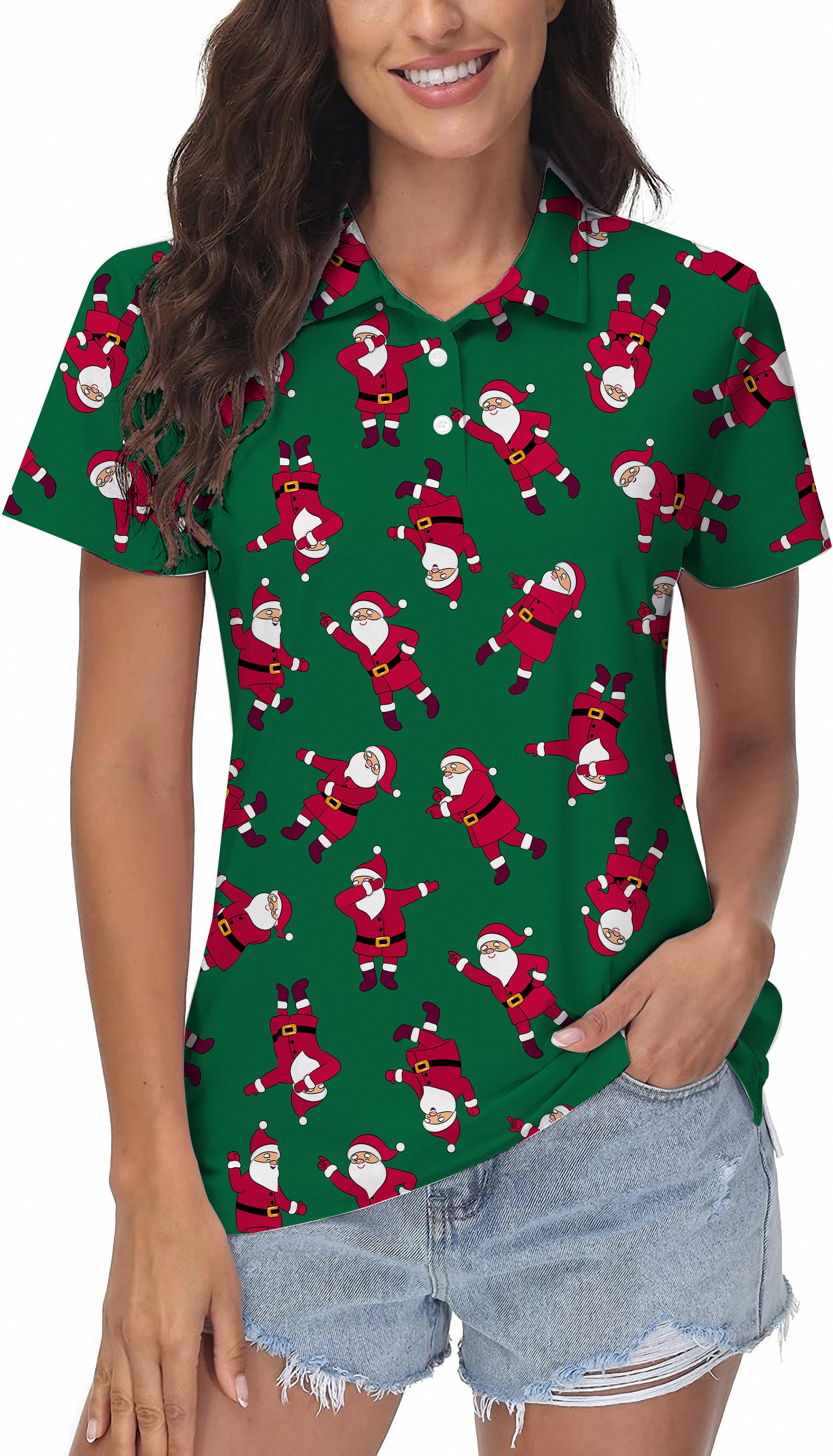 Women's Christmas Santa Golf Polo