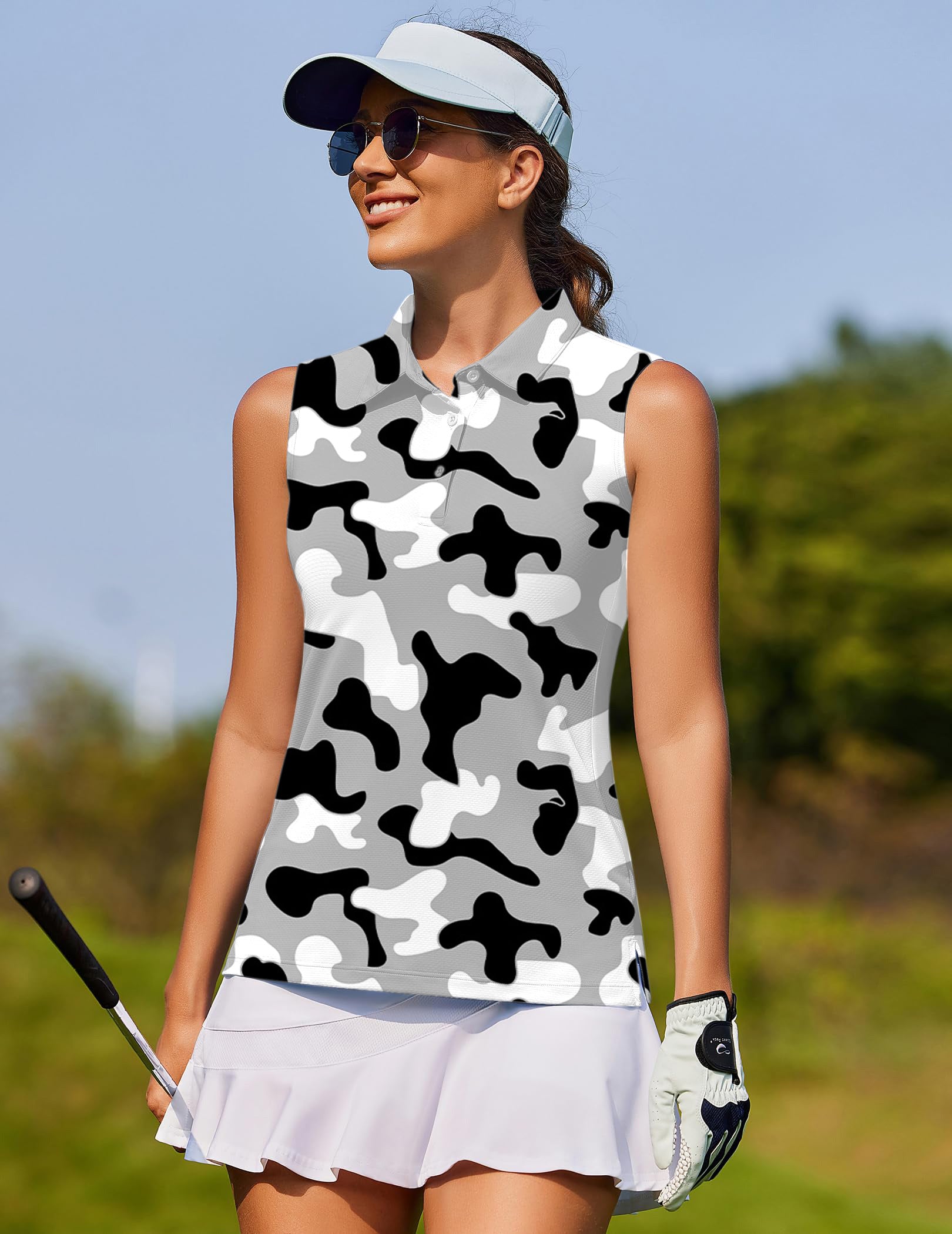 Grey camouflage-Women's golf Sleeveless shirt limited edition