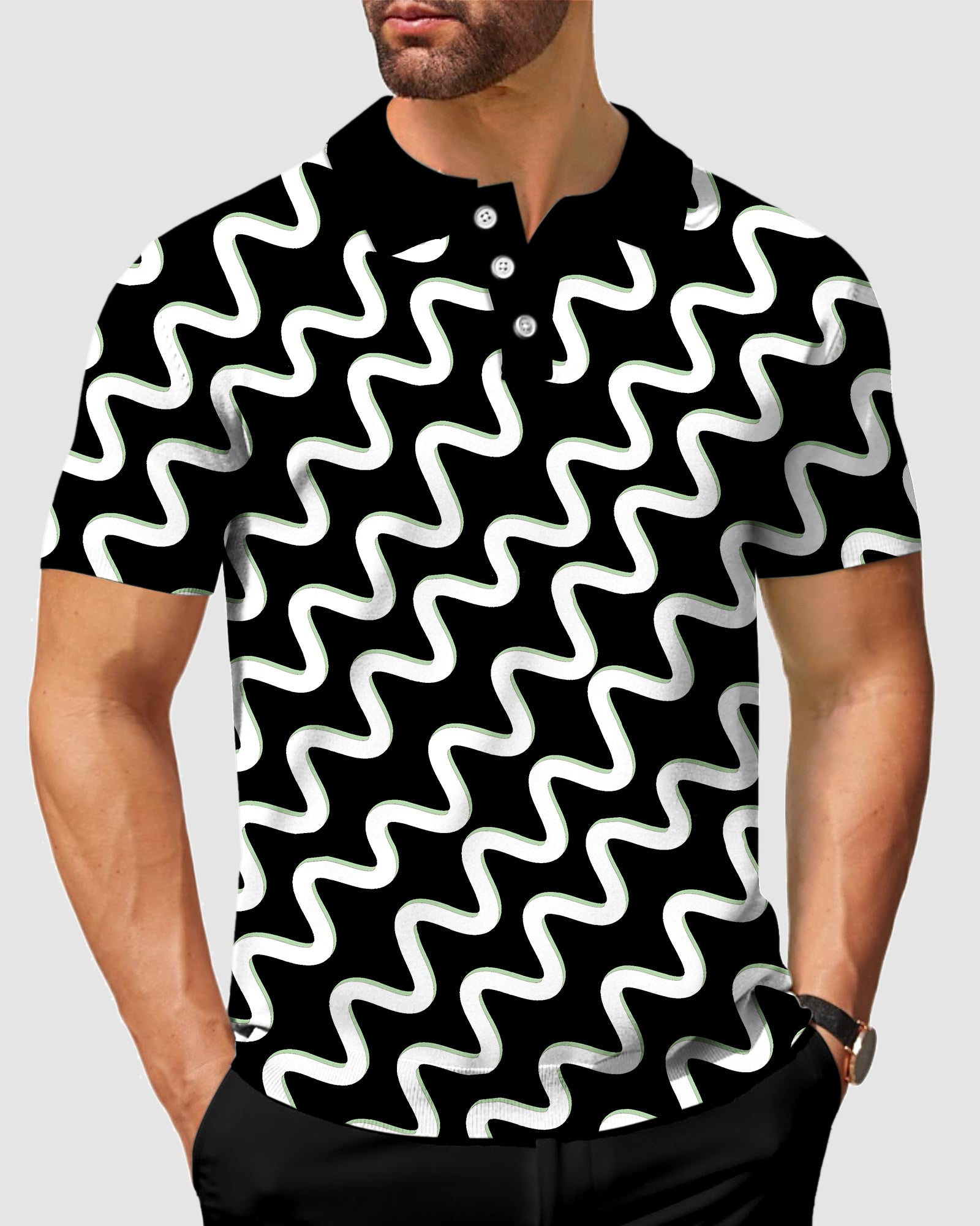 Men's Geometric stripes golf polo