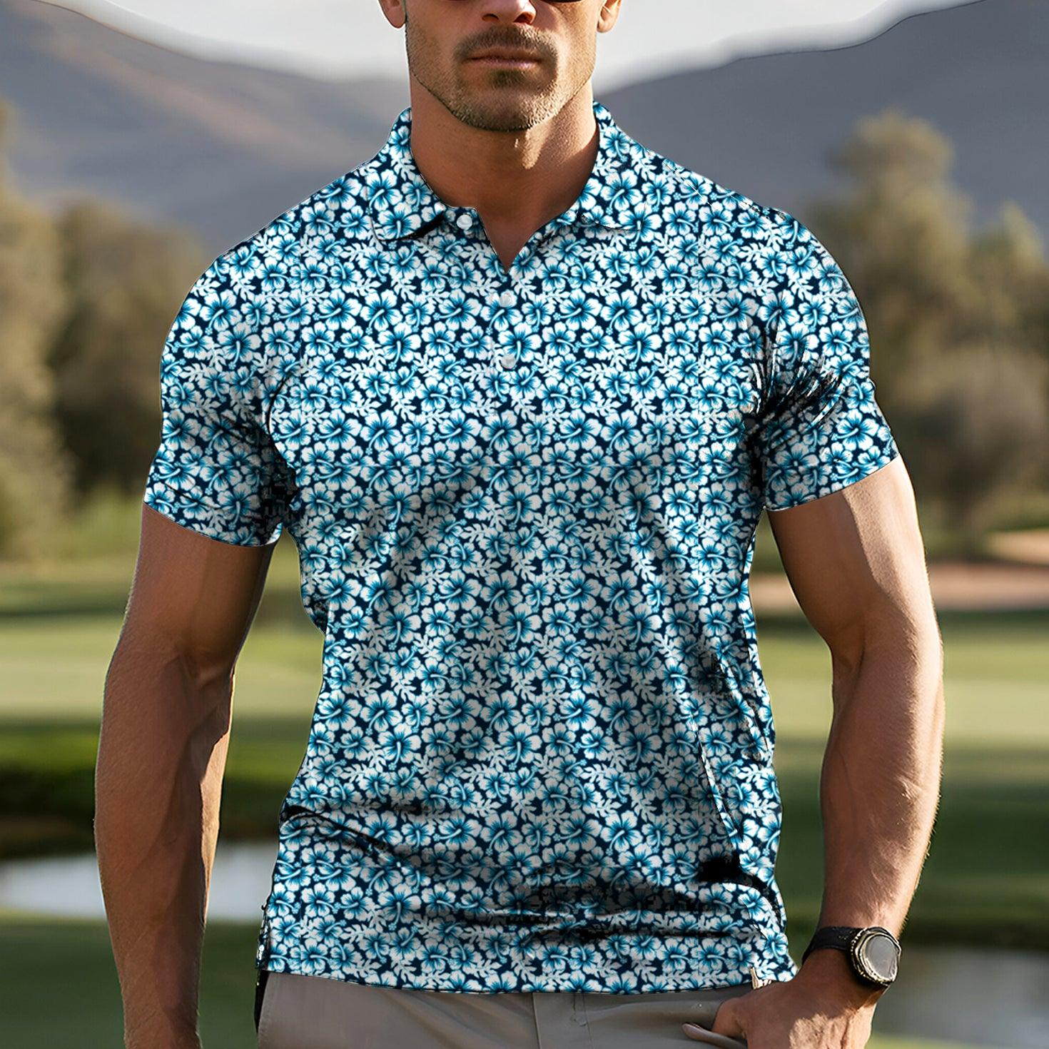 Men's Hawaiian Hibiscus golf polo