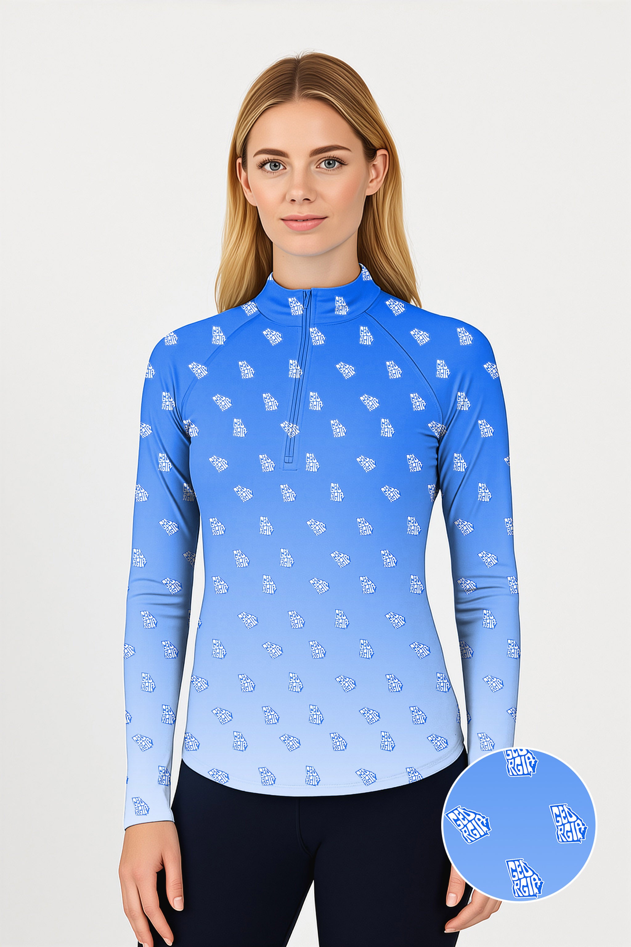 Blue Georgia Women's Golf Active 3/4 Zipper Top Long Sleeves