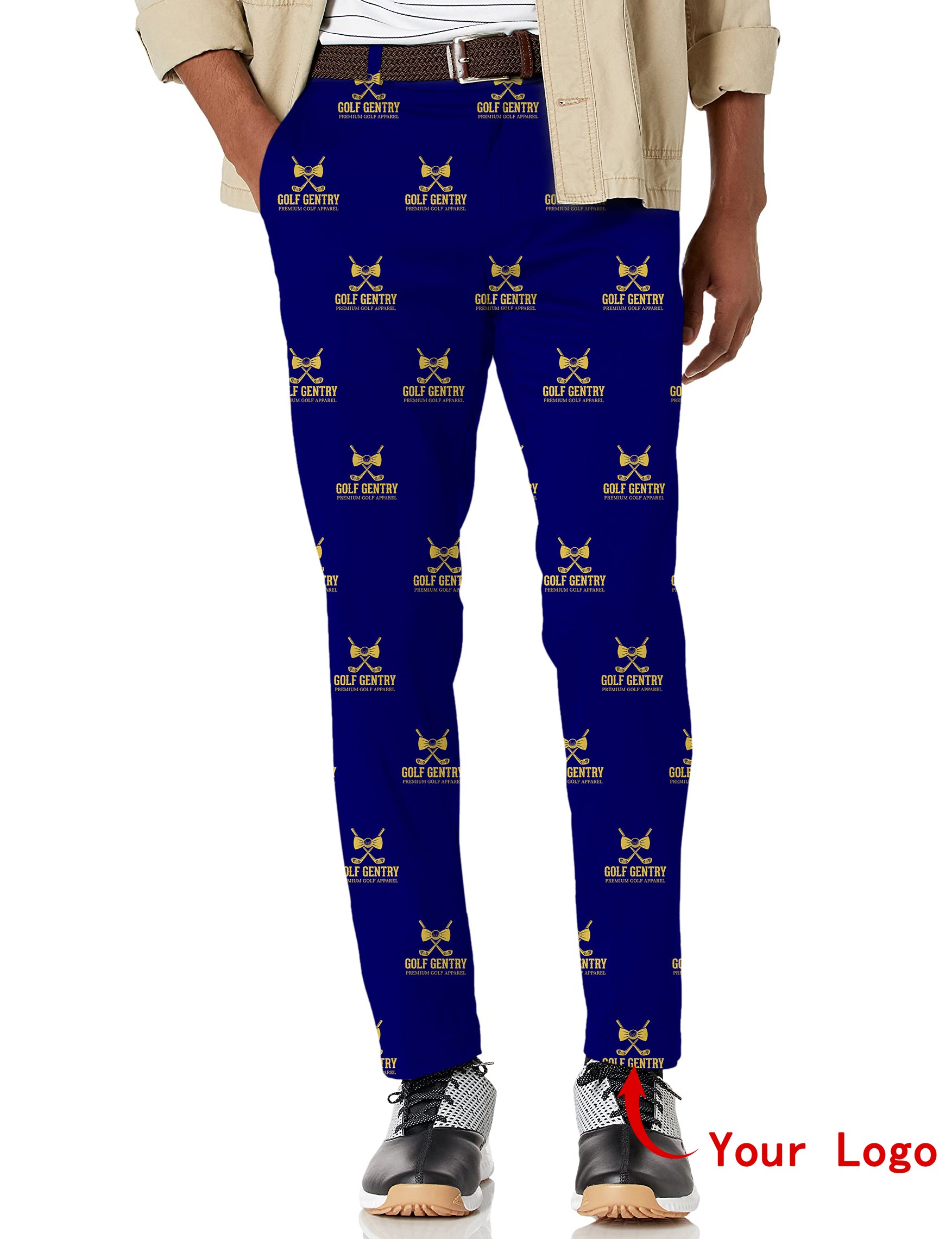 Men's Custom Company Sport Team Logo Face  Stretch Golf Pants