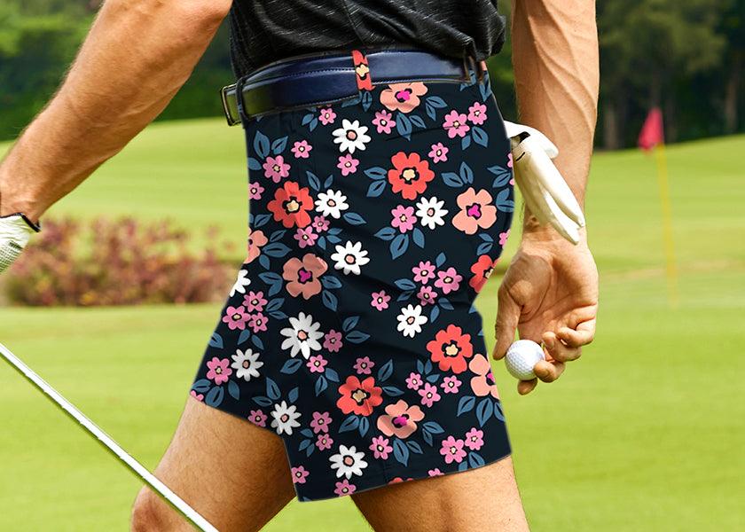 Men Vintage Floral Golf Shorts