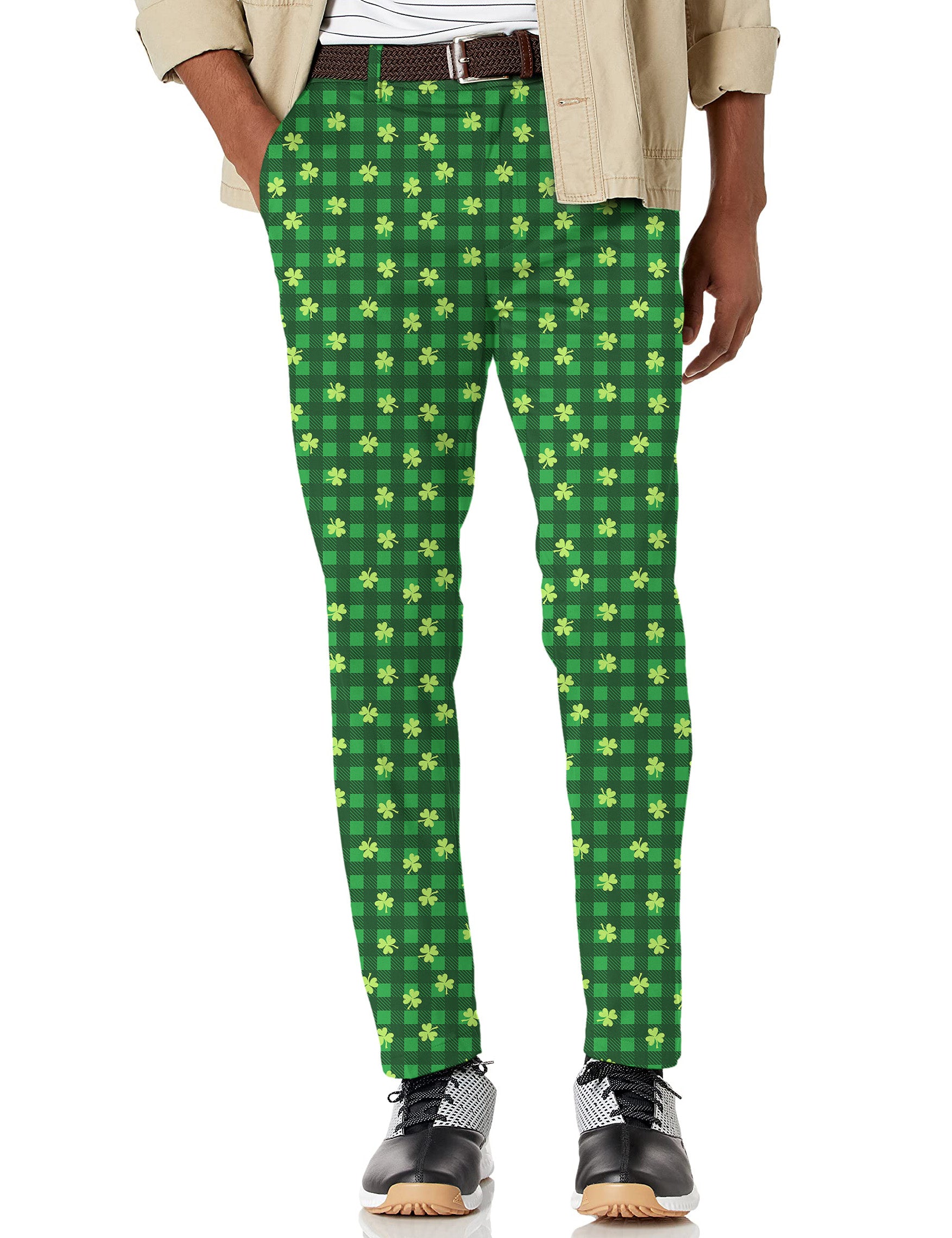 Men's Leaf clover St. Patrick's Day Stretch Golf Pants