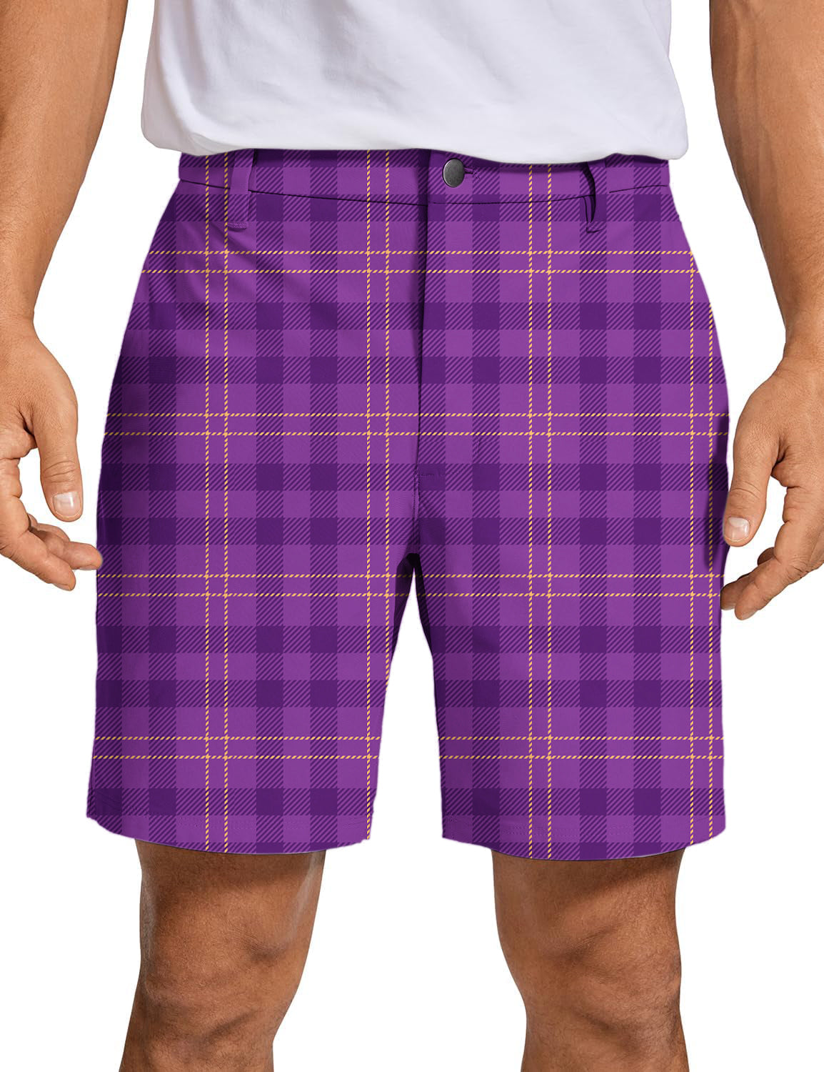 Men's Halloween purple plaid Golf Shorts