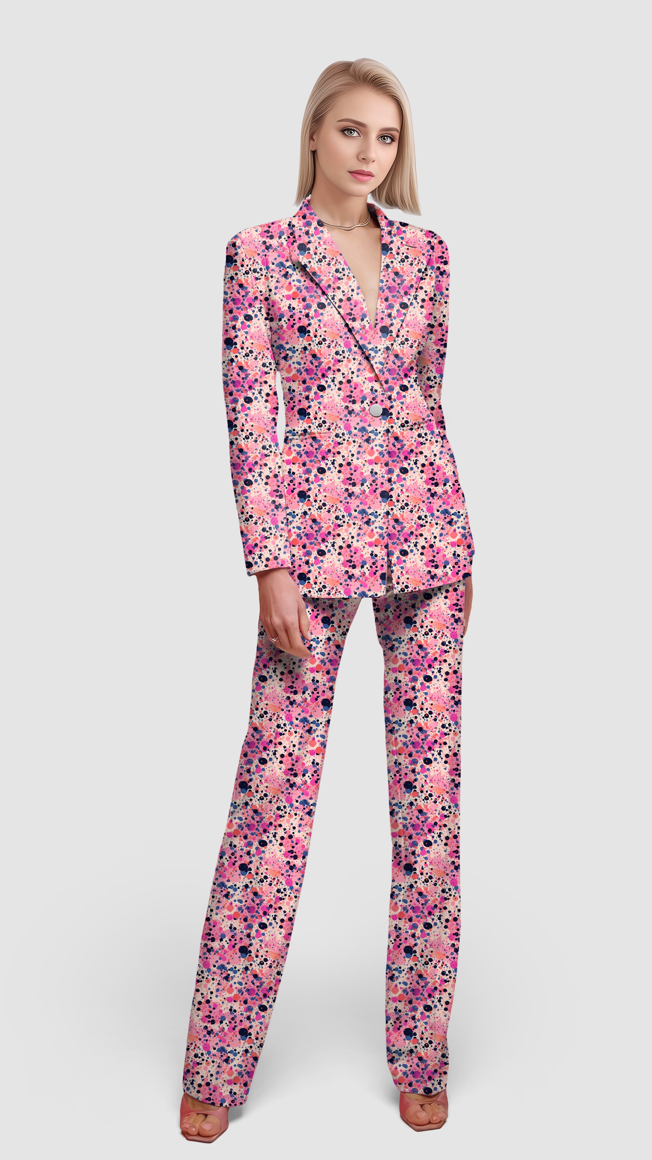 Fuchsia Fusion-Women's Blazer Casual Work Office Blazer Suit set